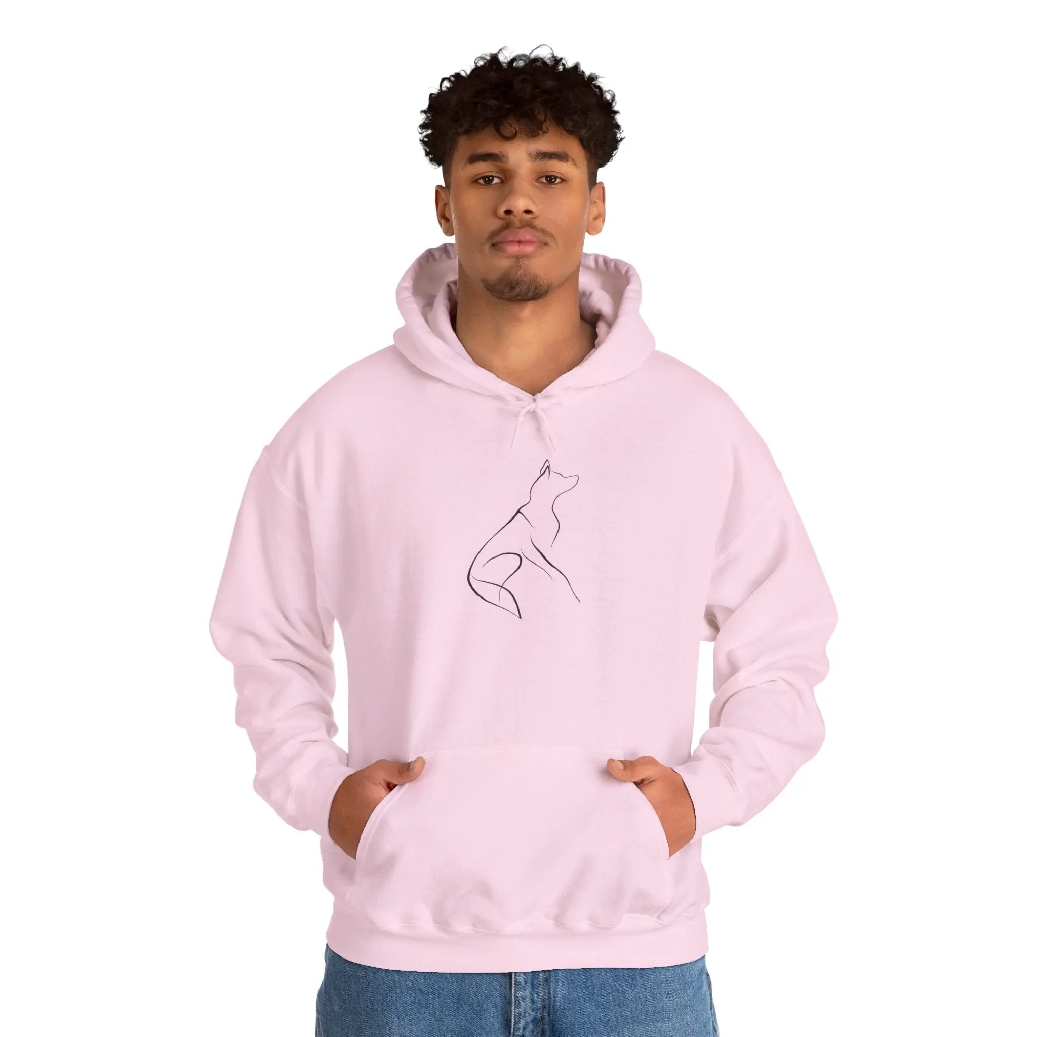Minimal Howling Dog Line Art Hoodie - Barking Trends