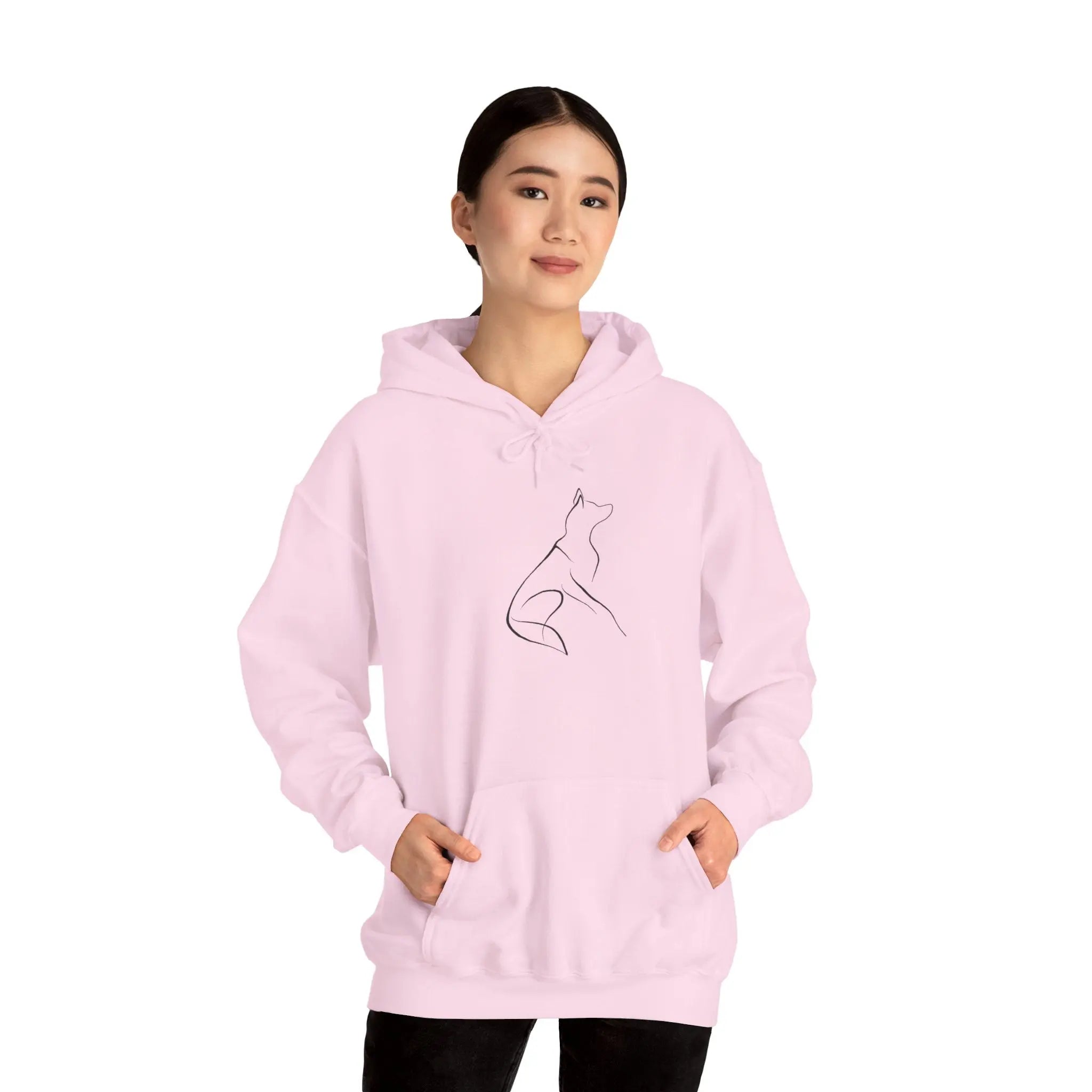 Minimal Howling Dog Line Art Hoodie - Barking Trends