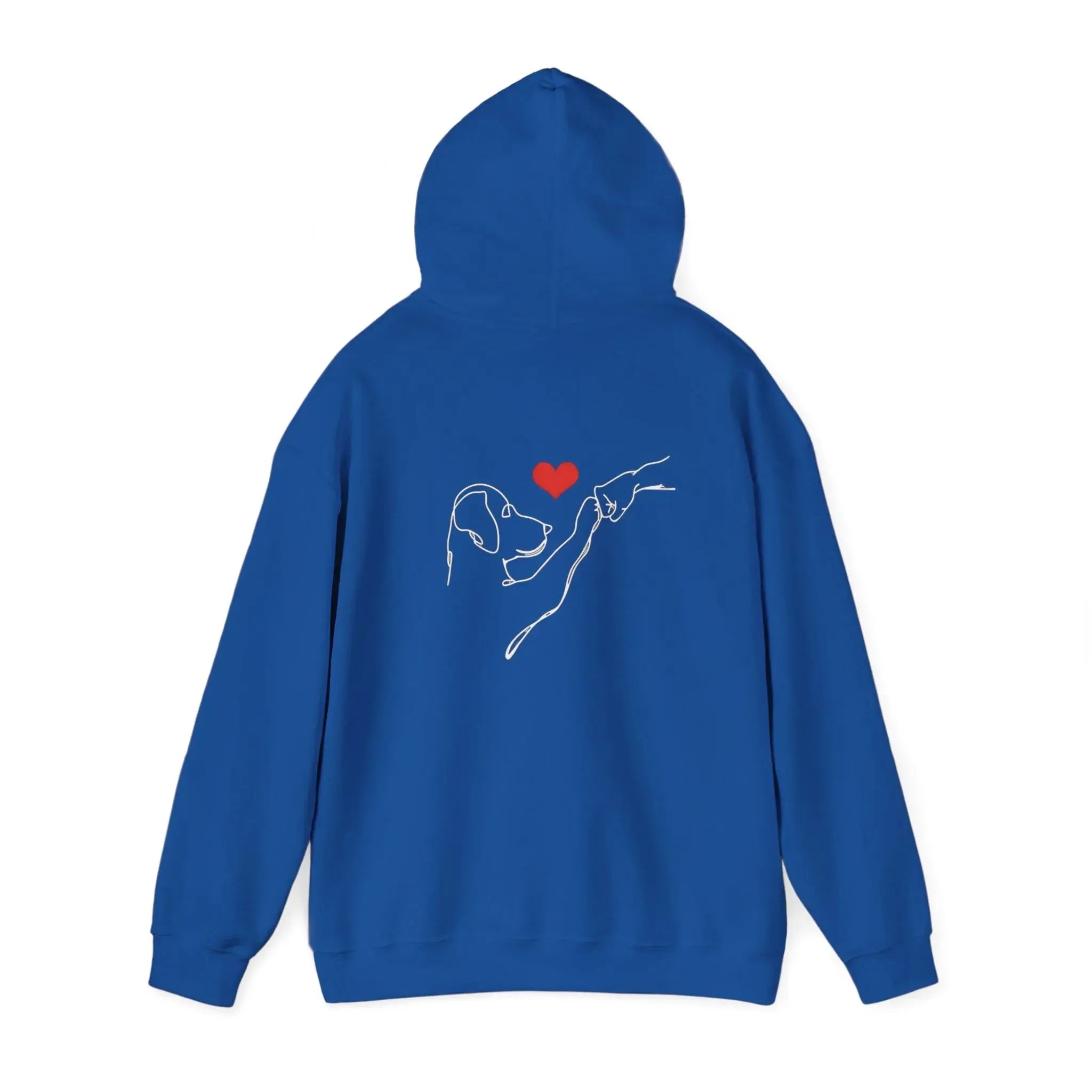 Dog and Hand Line Art Heart Hoodie - Barking Trends