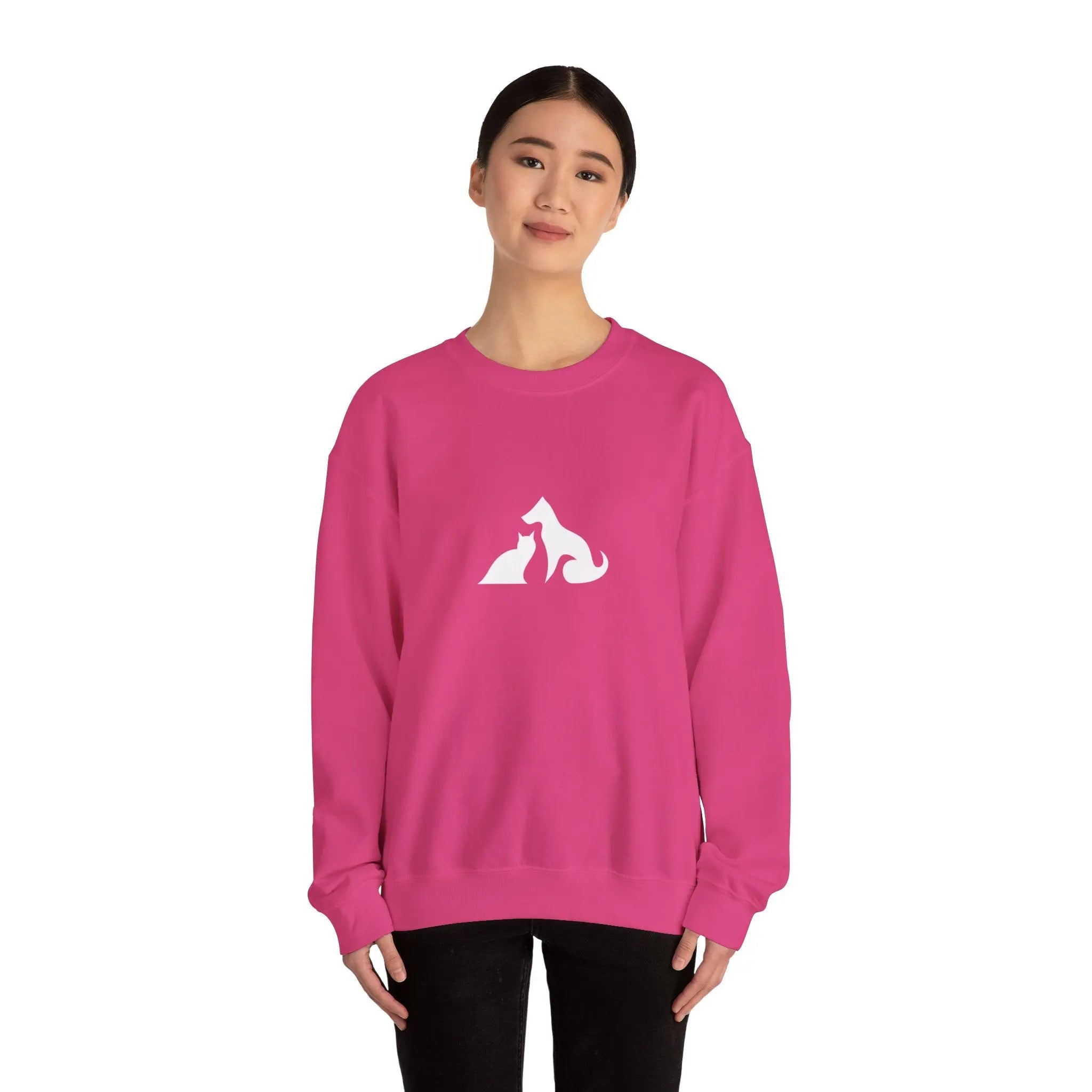 Cat and Dog Silhouette Crewneck Sweatshirt - Barking Trends