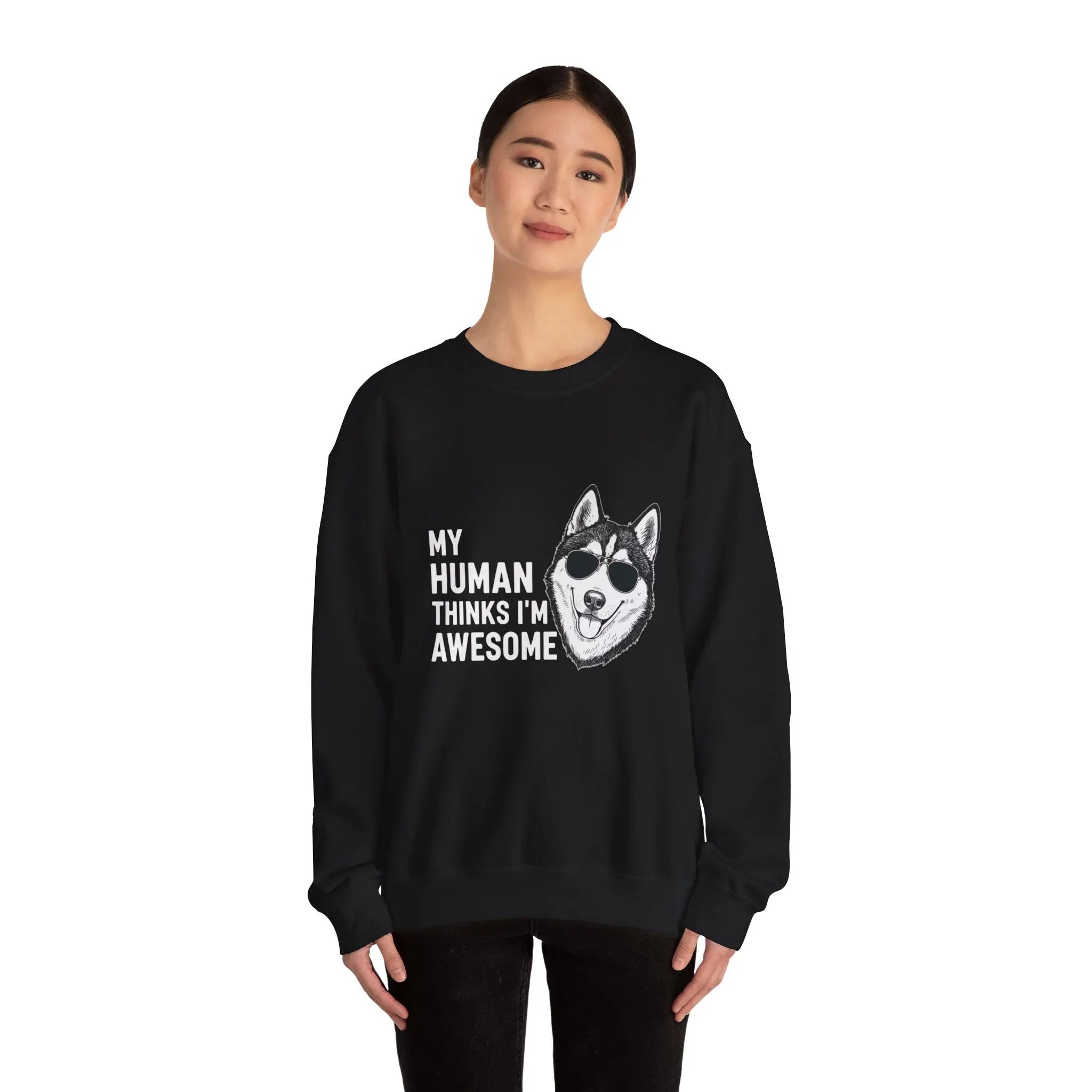 Cool Husky Sunglasses Quote Crewneck Sweatshirt - Barking Trends