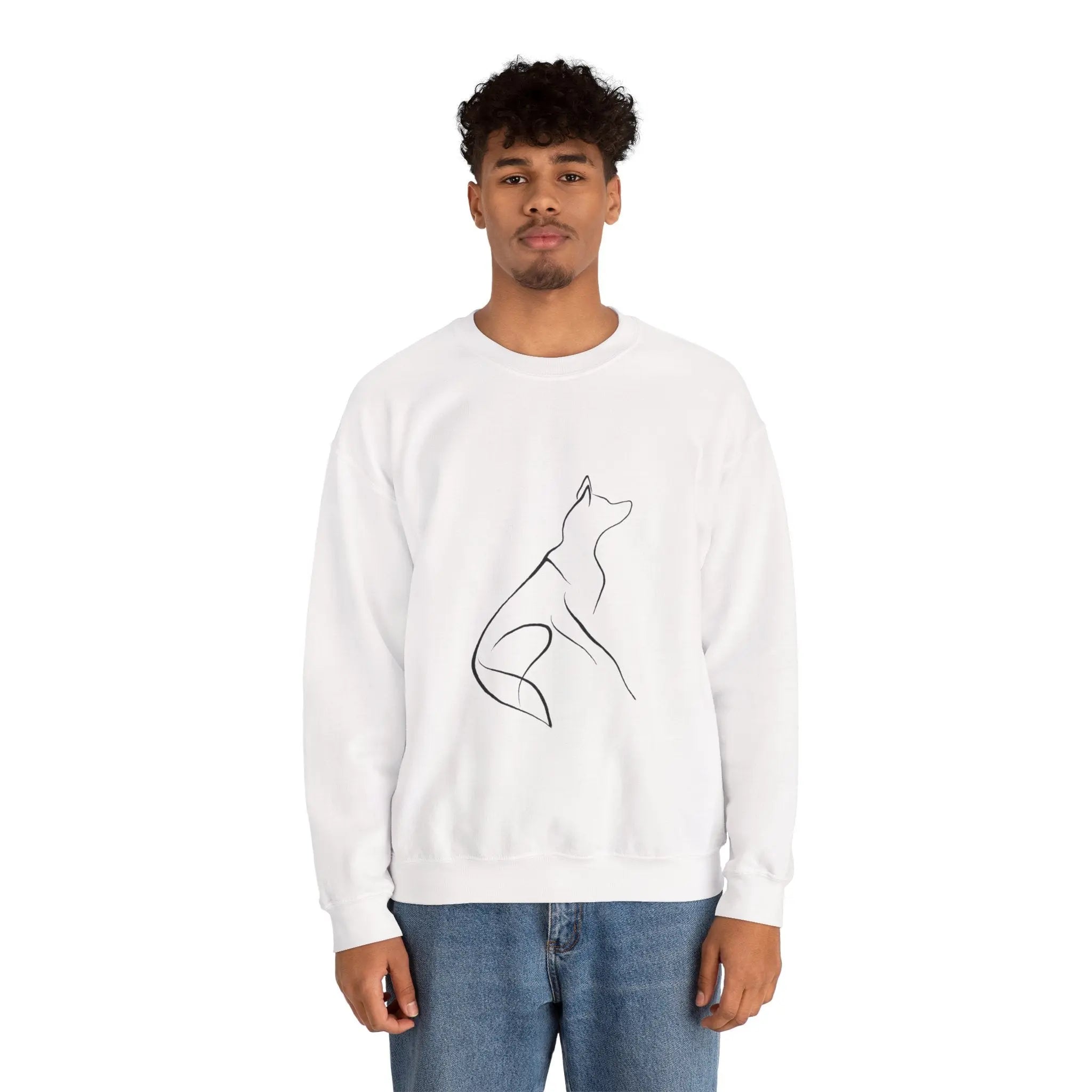 Minimal Howling Dog Line Art Crewneck Sweatshirt - Barking Trends