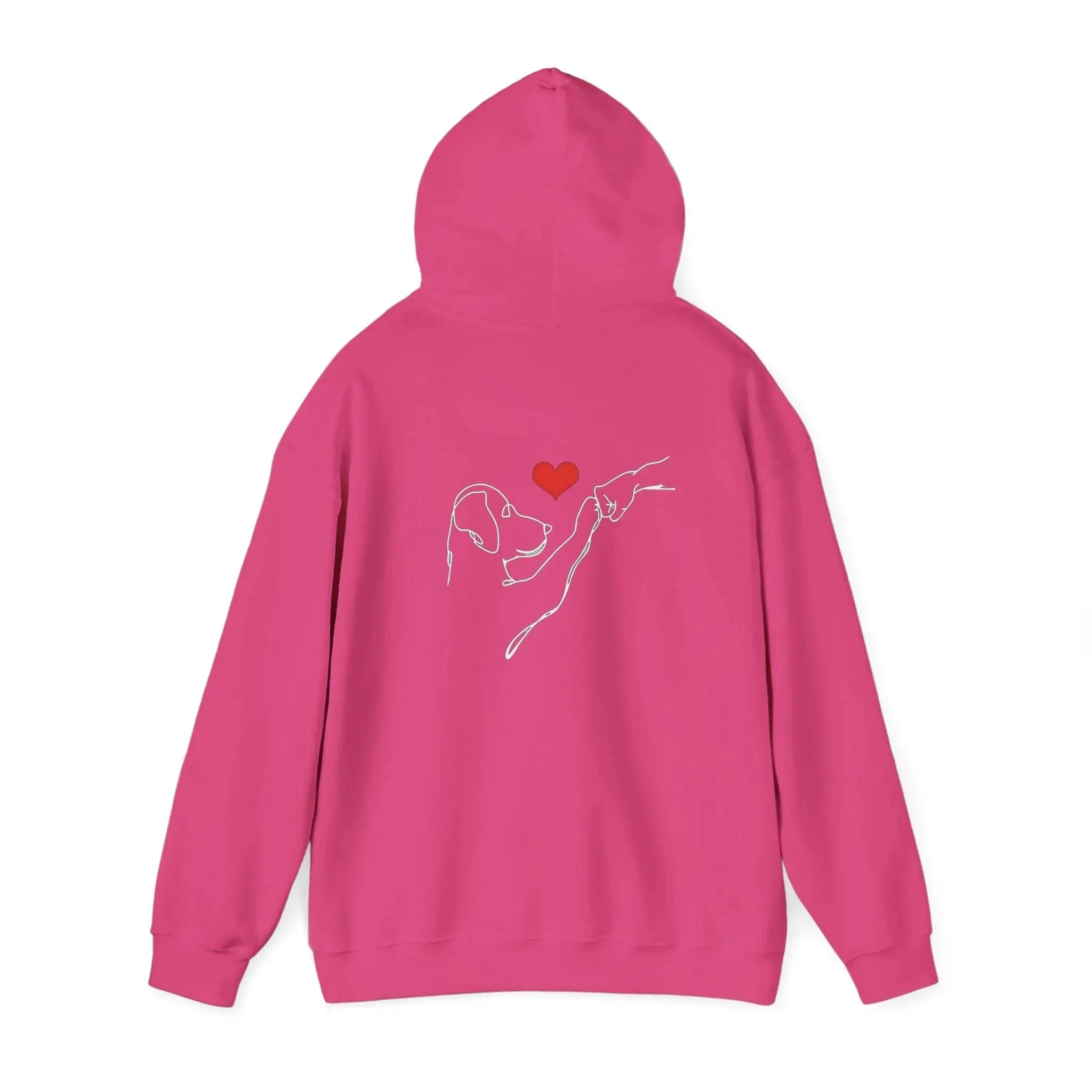 Dog and Hand Line Art Heart Hoodie - Barking Trends