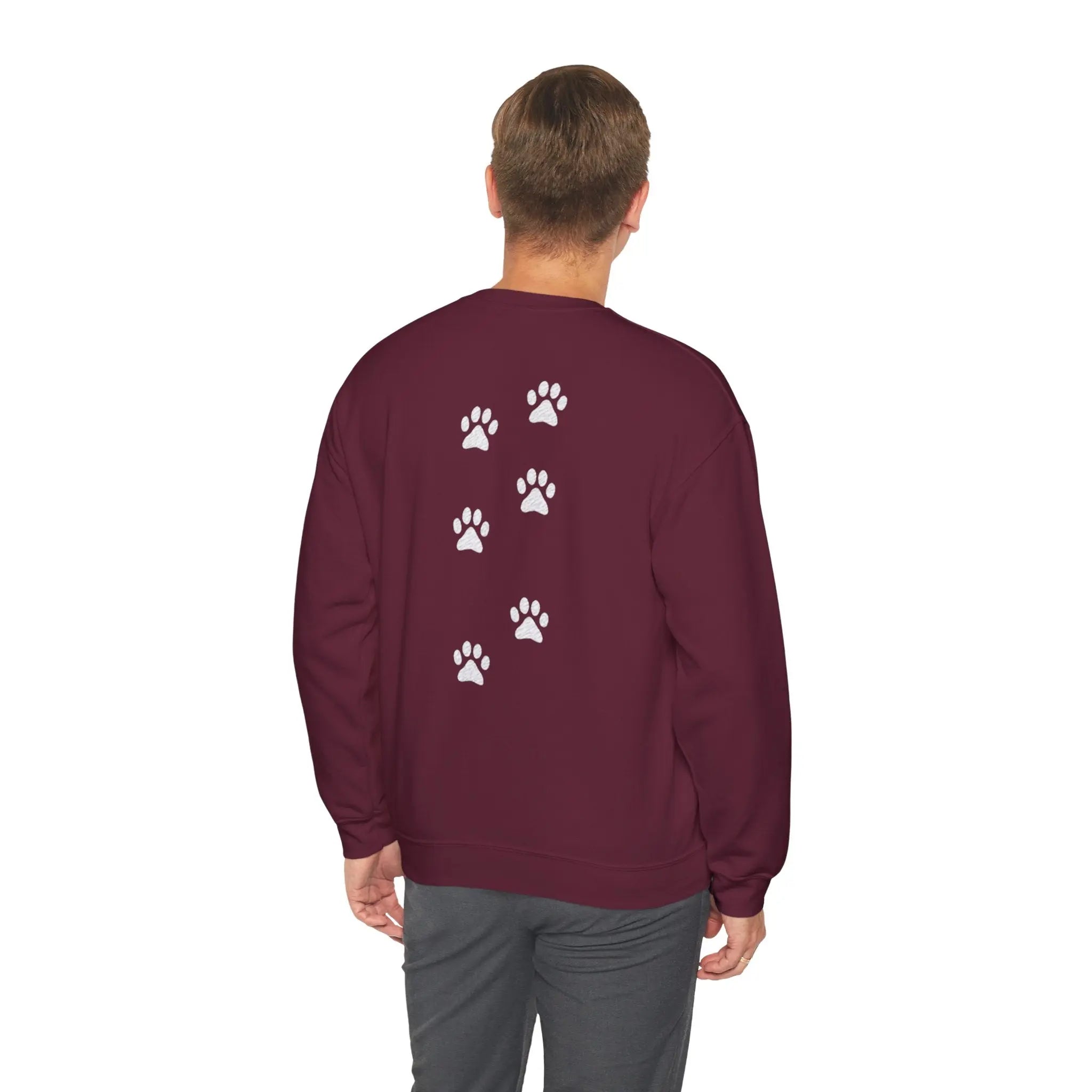 Scattered Paw Print Pattern Crewneck Sweatshirt - Barking Trends