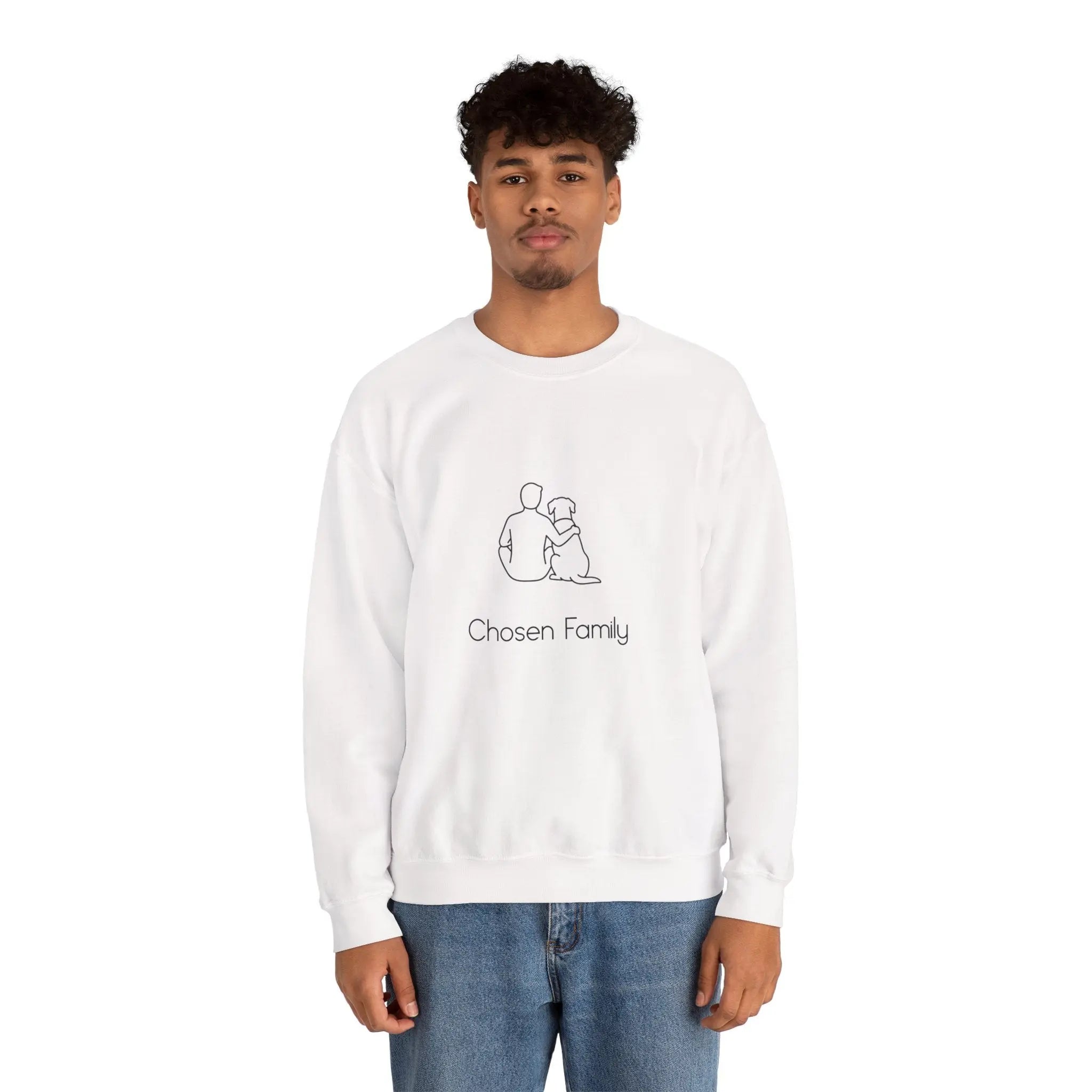 Minimal Man Dog Bond Line Art Crewneck Sweatshirt - Barking Trends