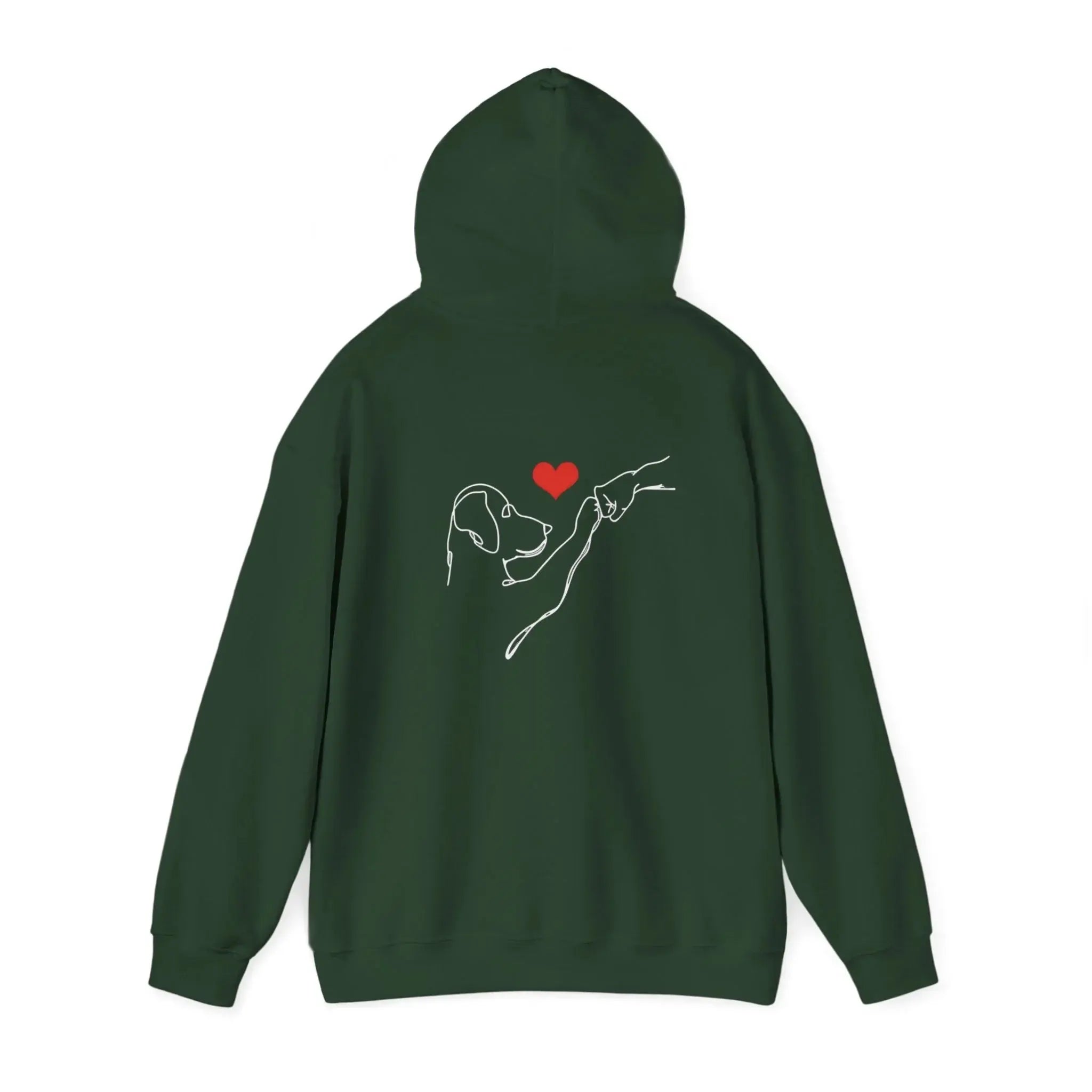 Dog and Hand Line Art Heart Hoodie - Barking Trends