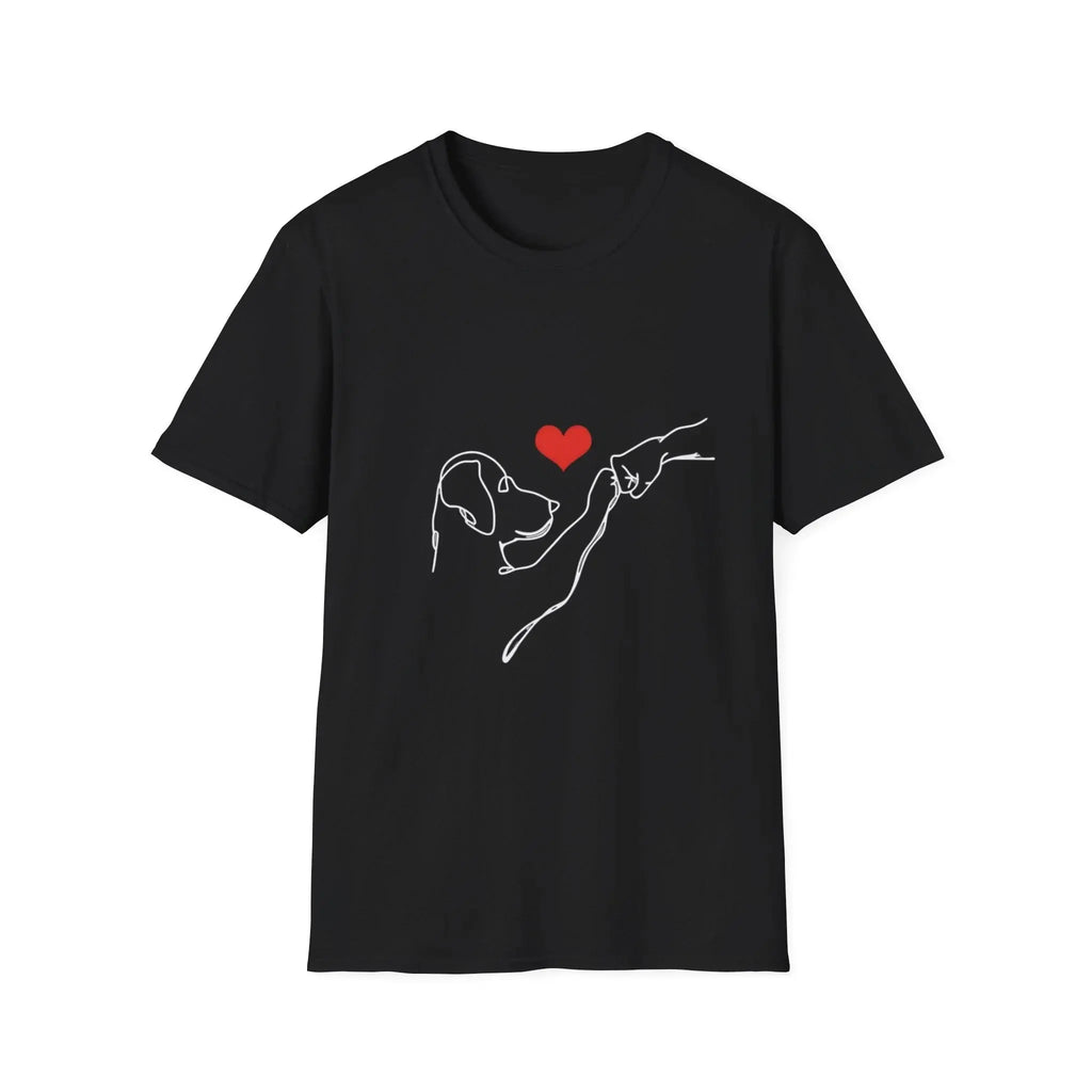 Dog and Hand Line Art Heart T Shirt - Barking Trends