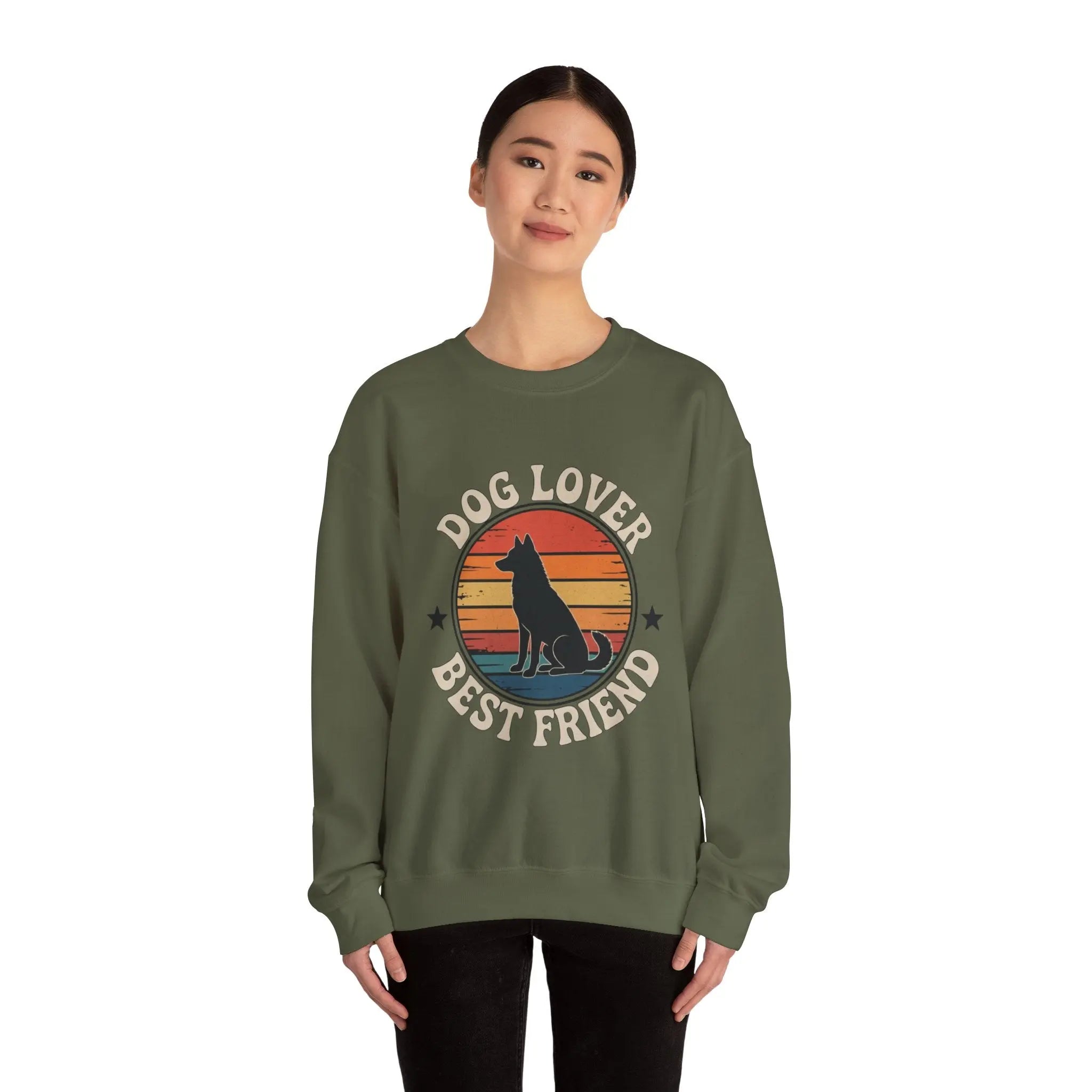 Vintage Dog Lover Sunset Crewneck Sweatshirt - Barking Trends