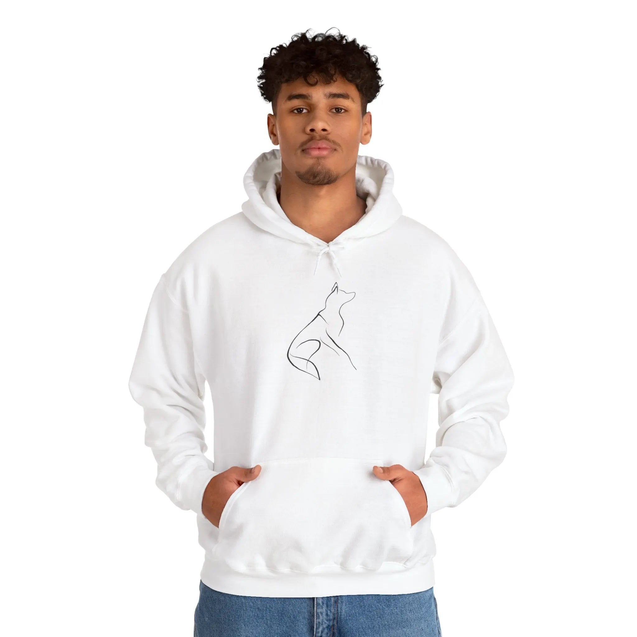 Minimal Howling Dog Line Art Hoodie - Barking Trends