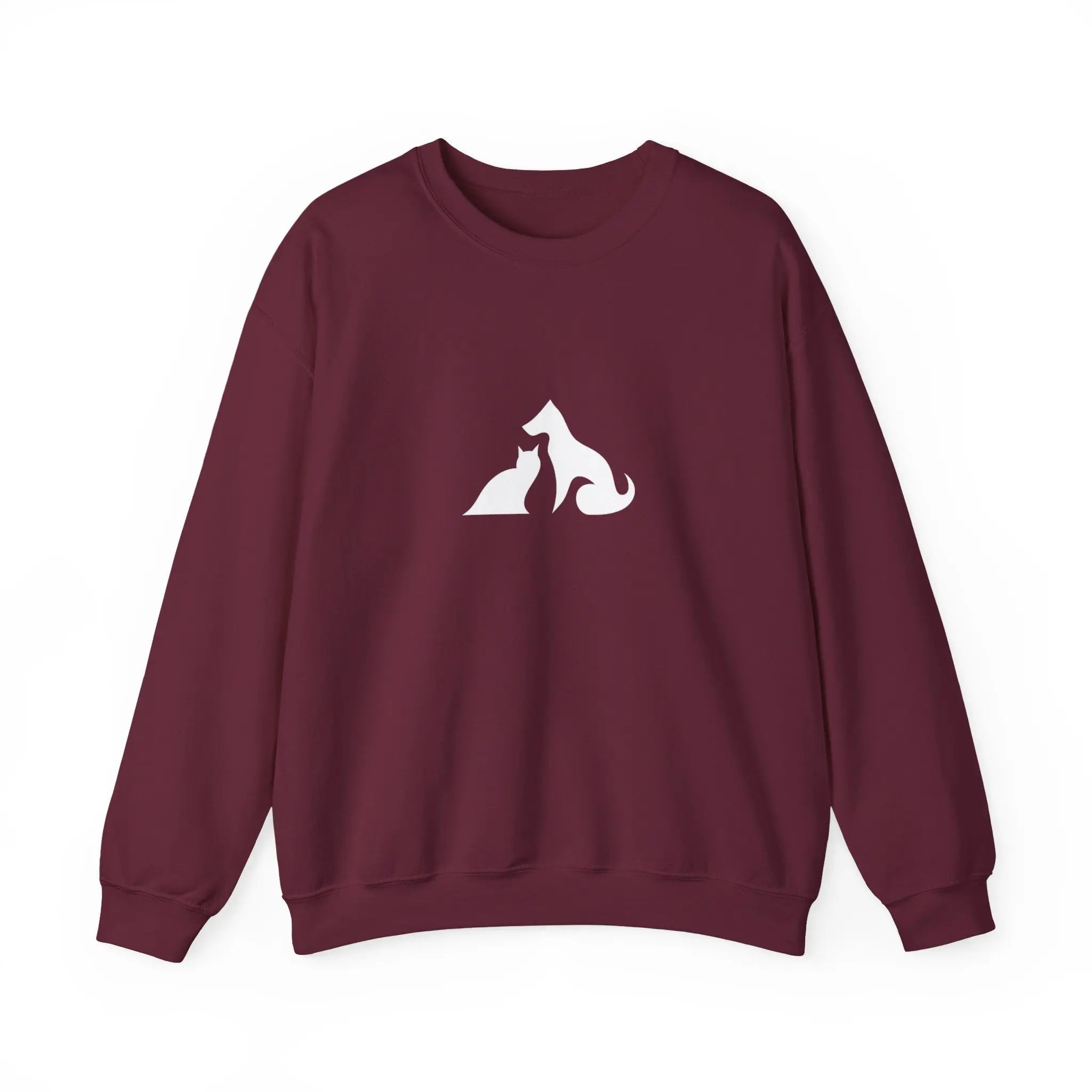 Cat and Dog Silhouette Crewneck Sweatshirt - Barking Trends
