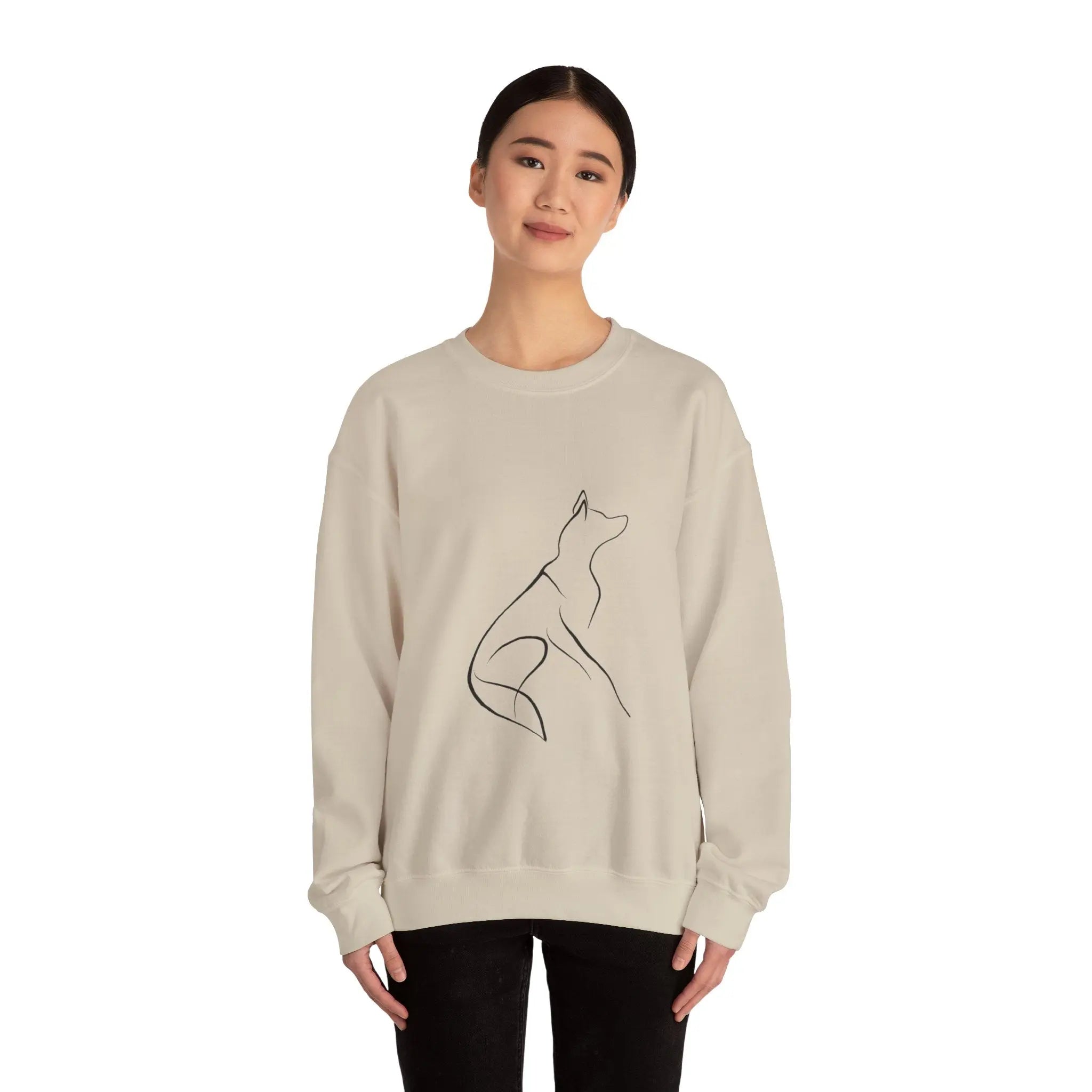 Minimal Howling Dog Line Art Crewneck Sweatshirt - Barking Trends