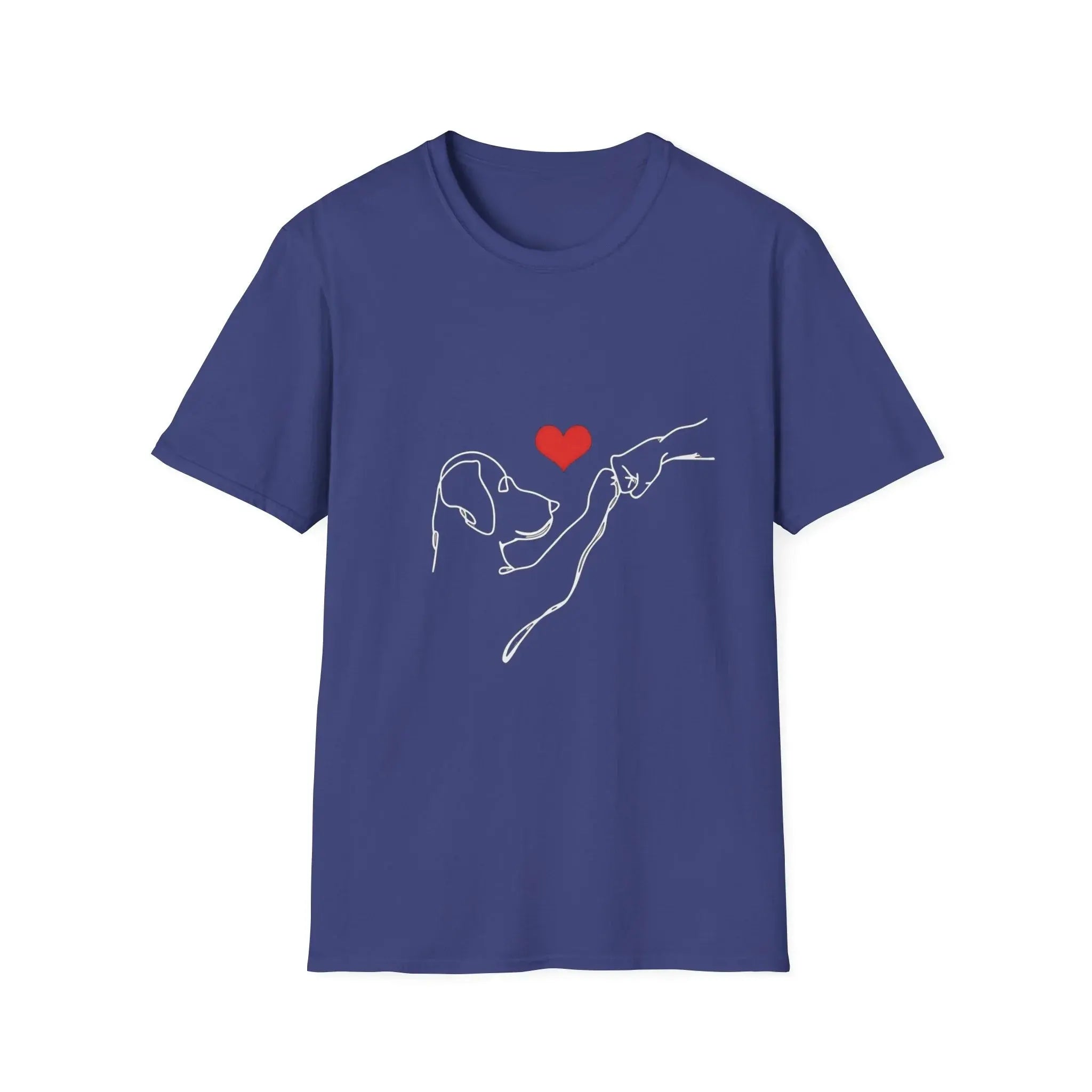 Dog and Hand Line Art Heart T Shirt - Barking Trends