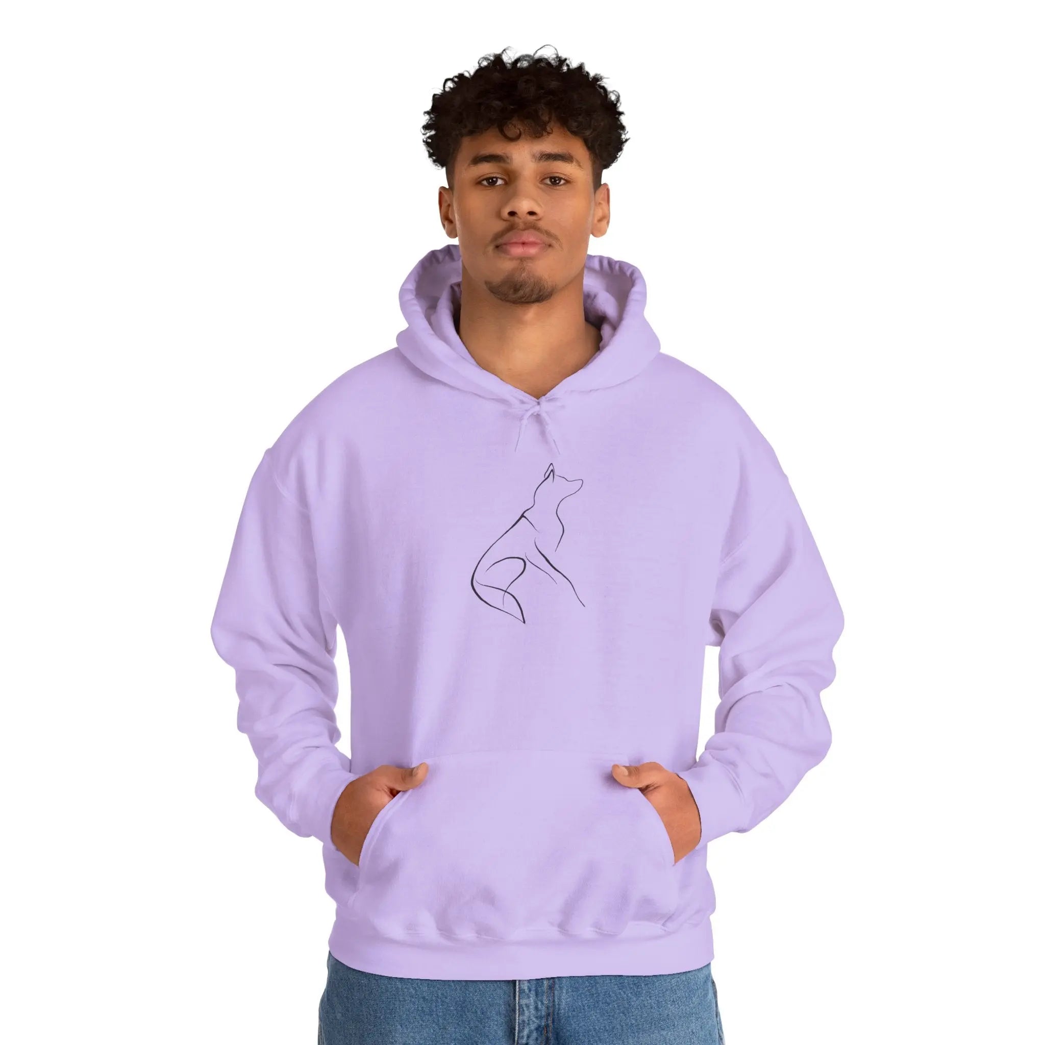 Minimal Howling Dog Line Art Hoodie - Barking Trends