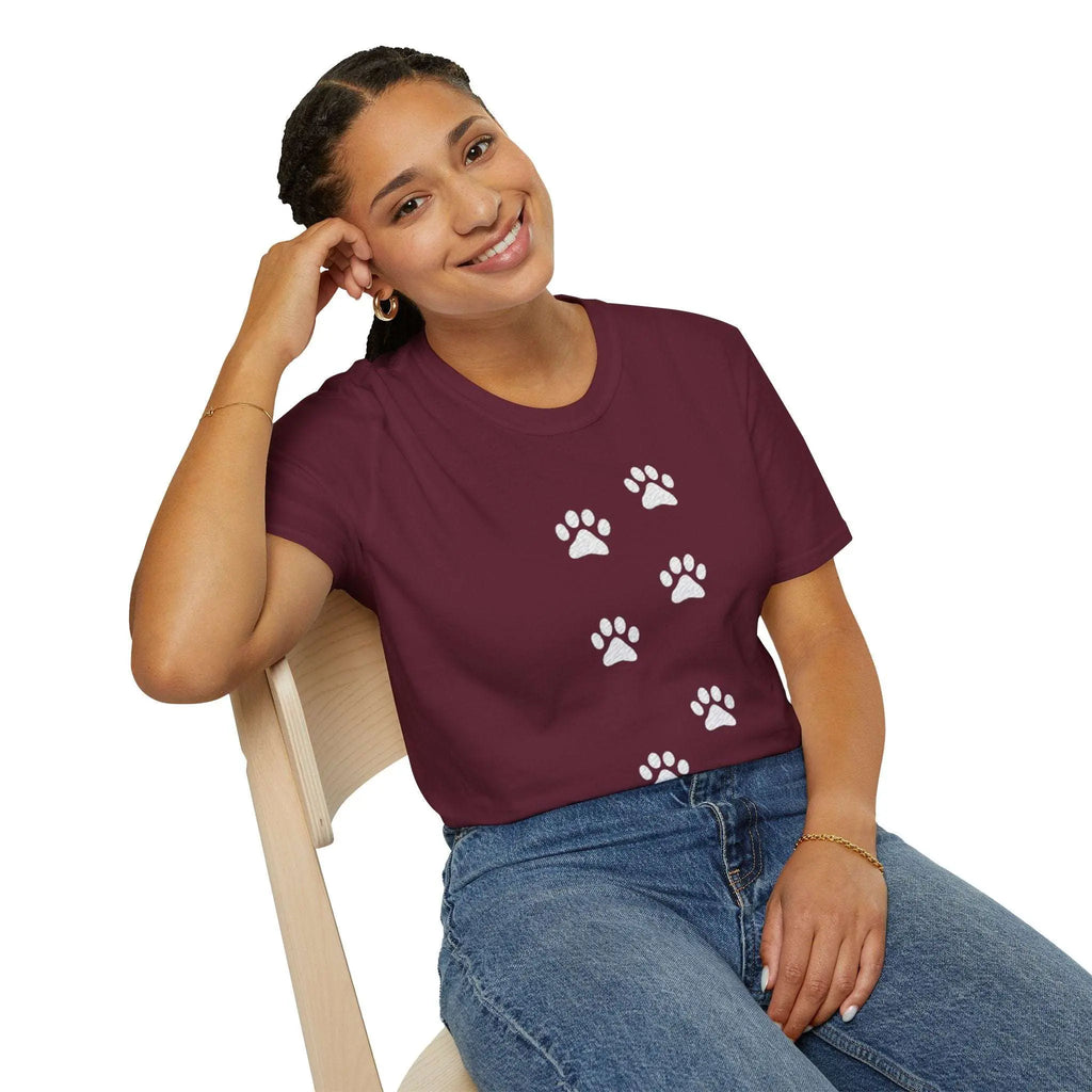 Scattered Paw Print Pattern T Shirt - Barking Trends