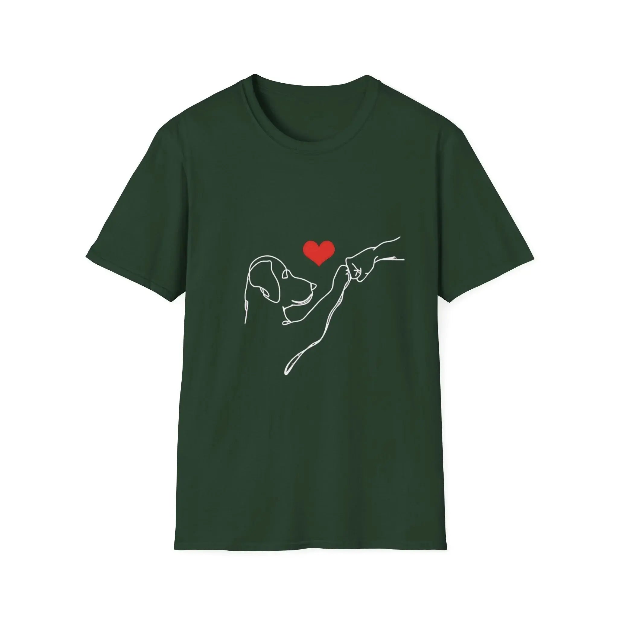Dog and Hand Line Art Heart T Shirt - Barking Trends