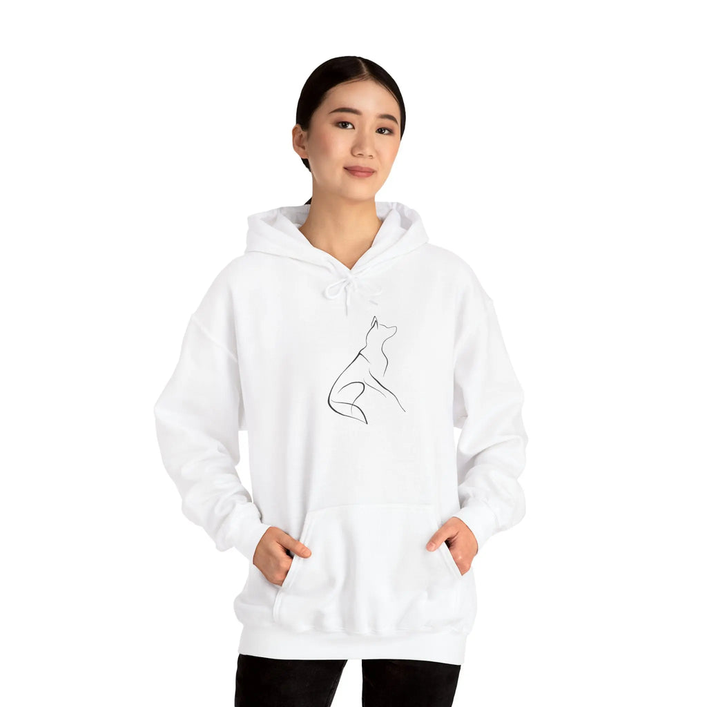 Minimal Howling Dog Line Art Hoodie - Barking Trends