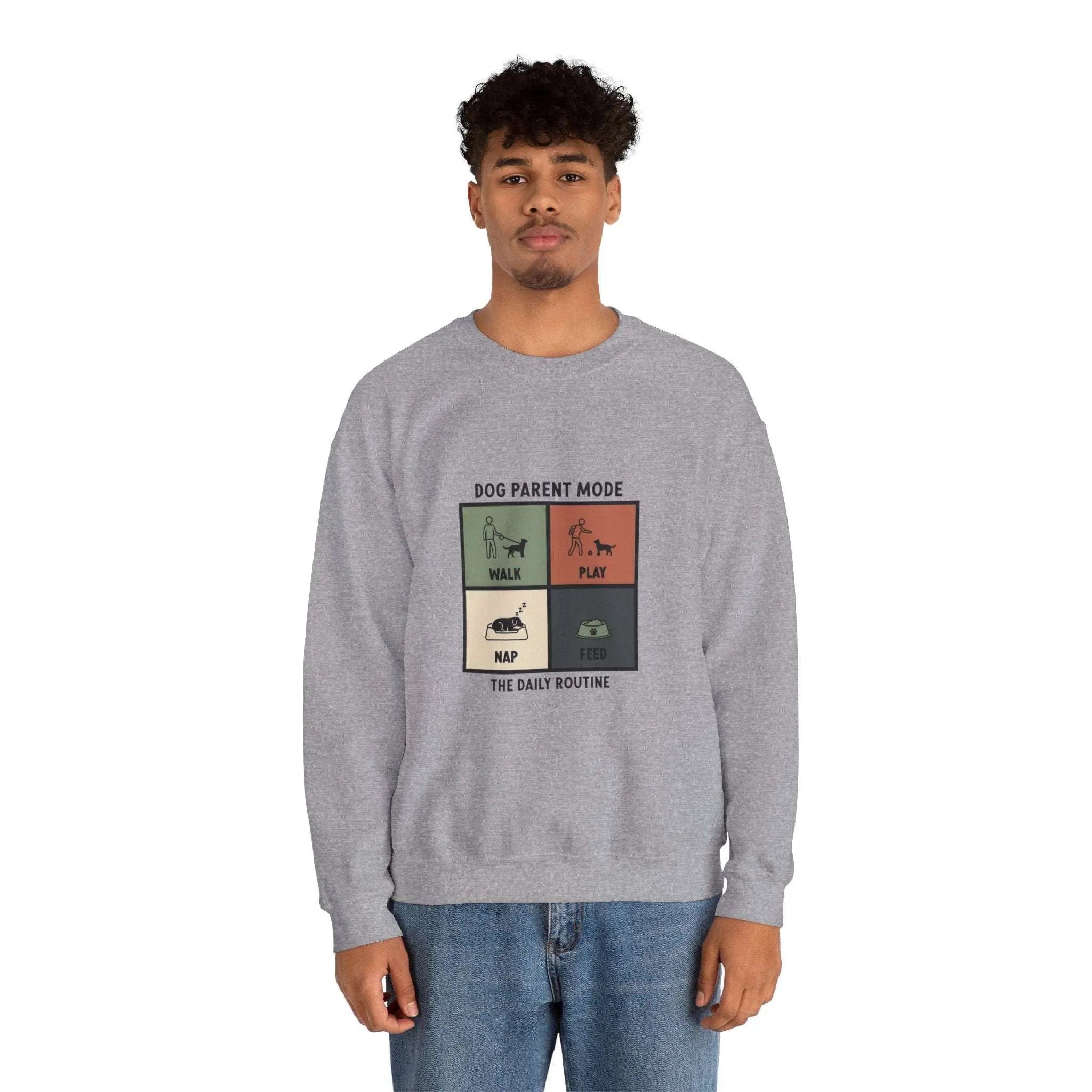 Dog Parent Routine Graphic Crewneck Sweatshirt - Barking Trends