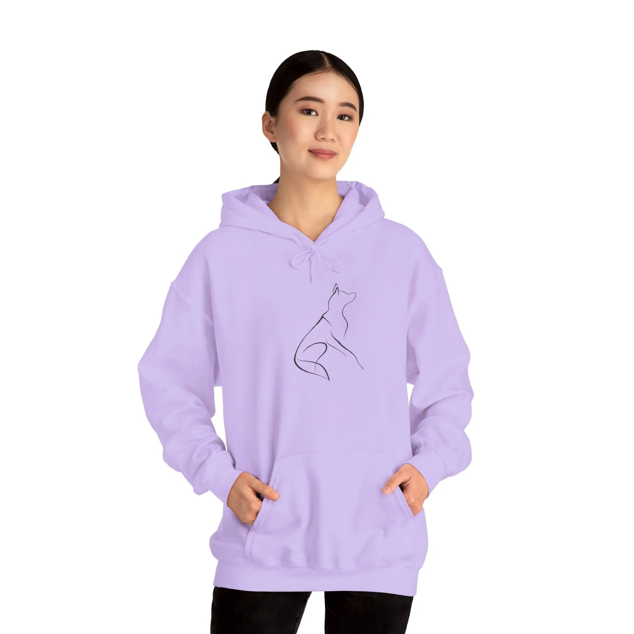Minimal Howling Dog Line Art Hoodie - Barking Trends