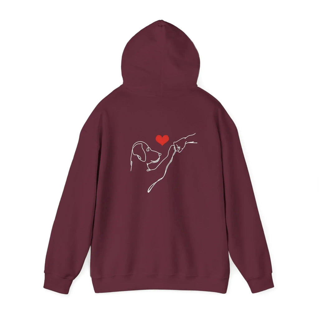 Dog and Hand Line Art Heart Hoodie - Barking Trends