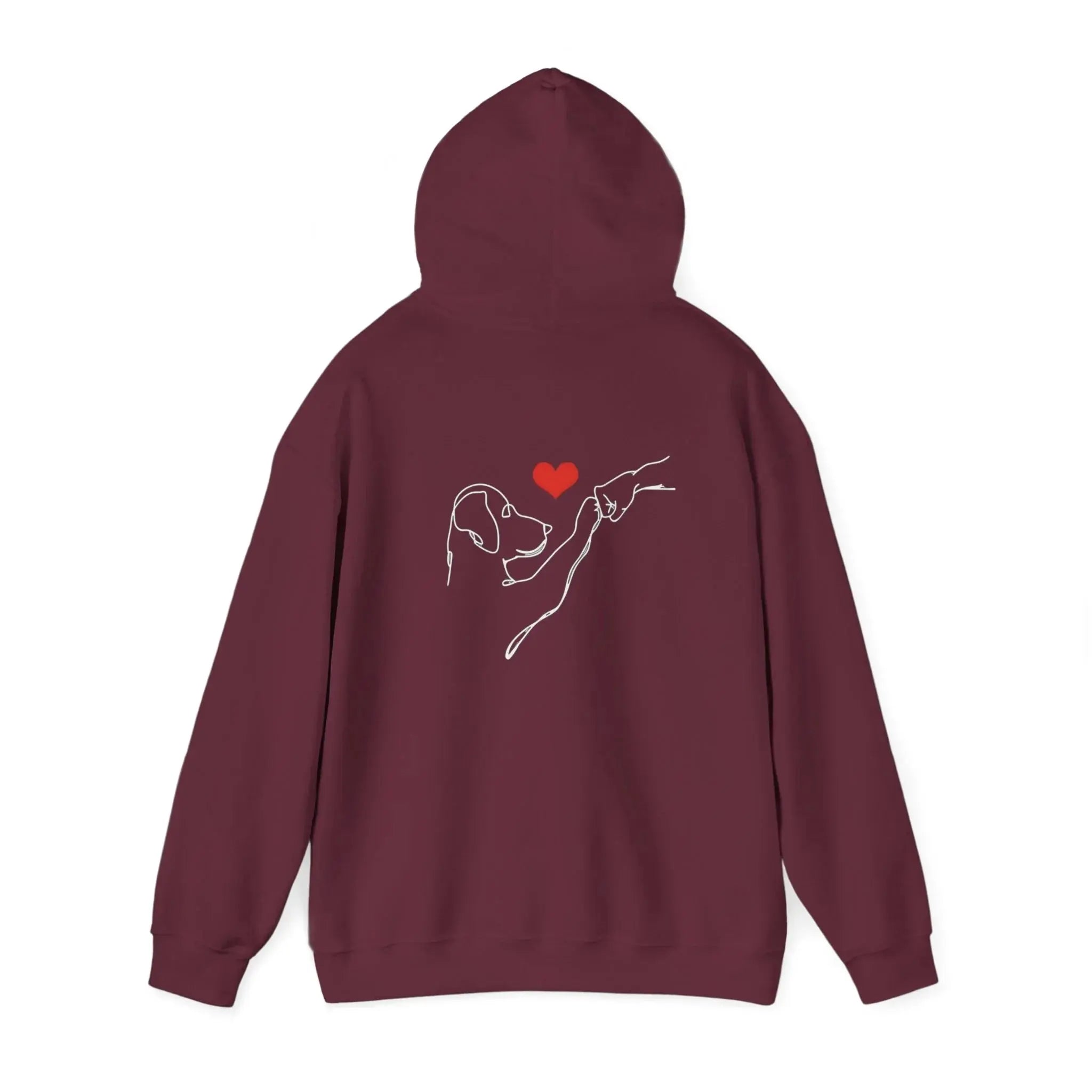 Dog and Hand Line Art Heart Hoodie - Barking Trends