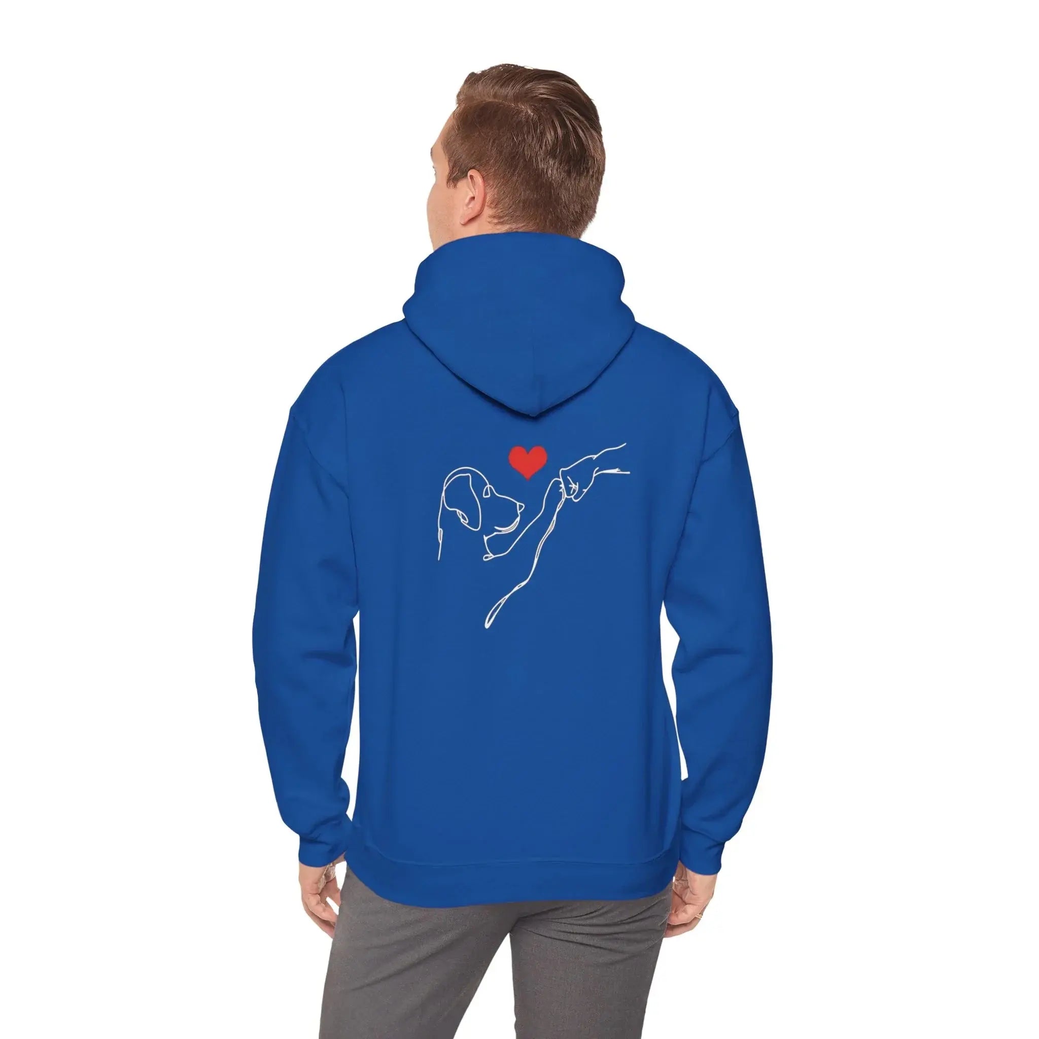 Dog and Hand Line Art Heart Hoodie - Barking Trends