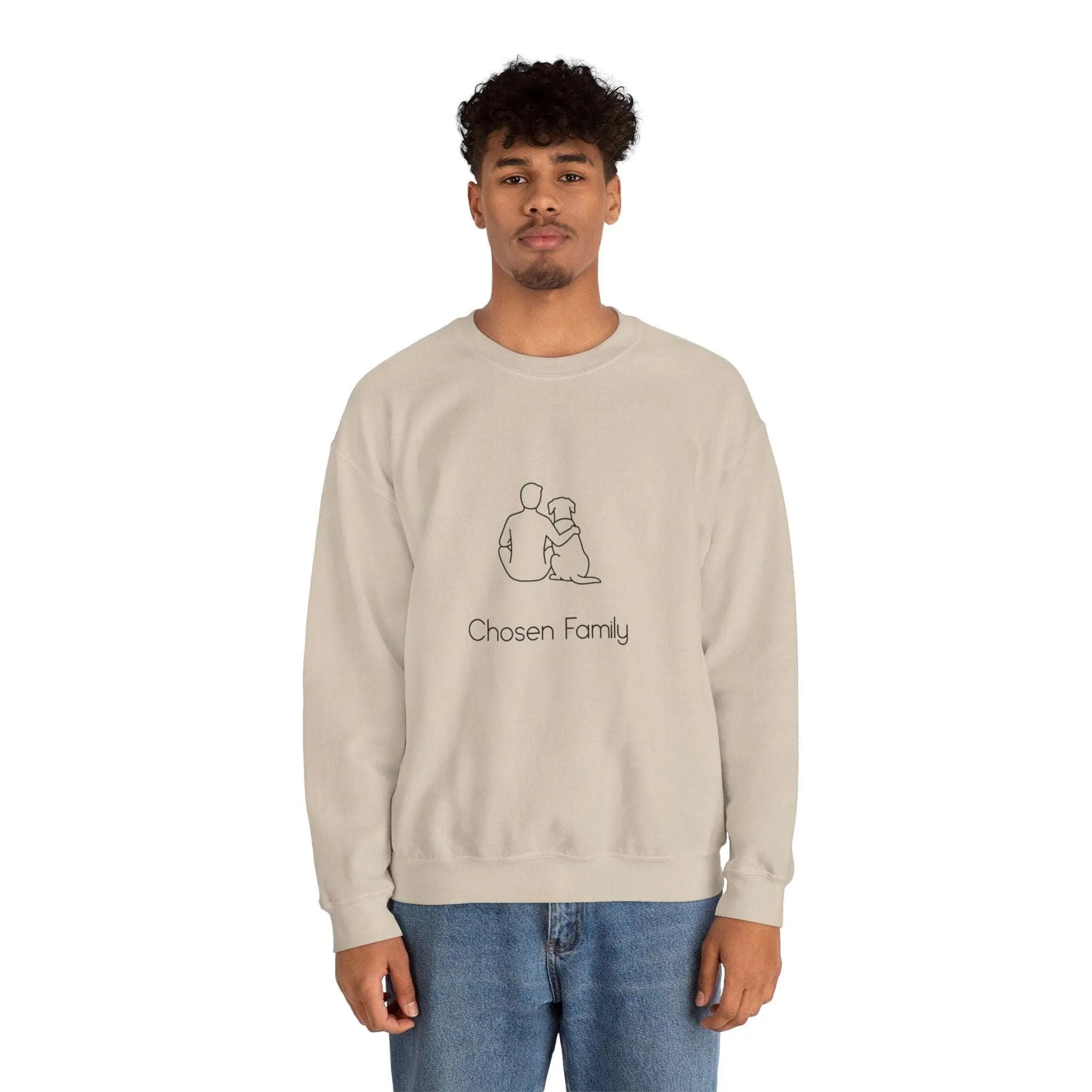 Minimal Man Dog Bond Line Art Crewneck Sweatshirt - Barking Trends