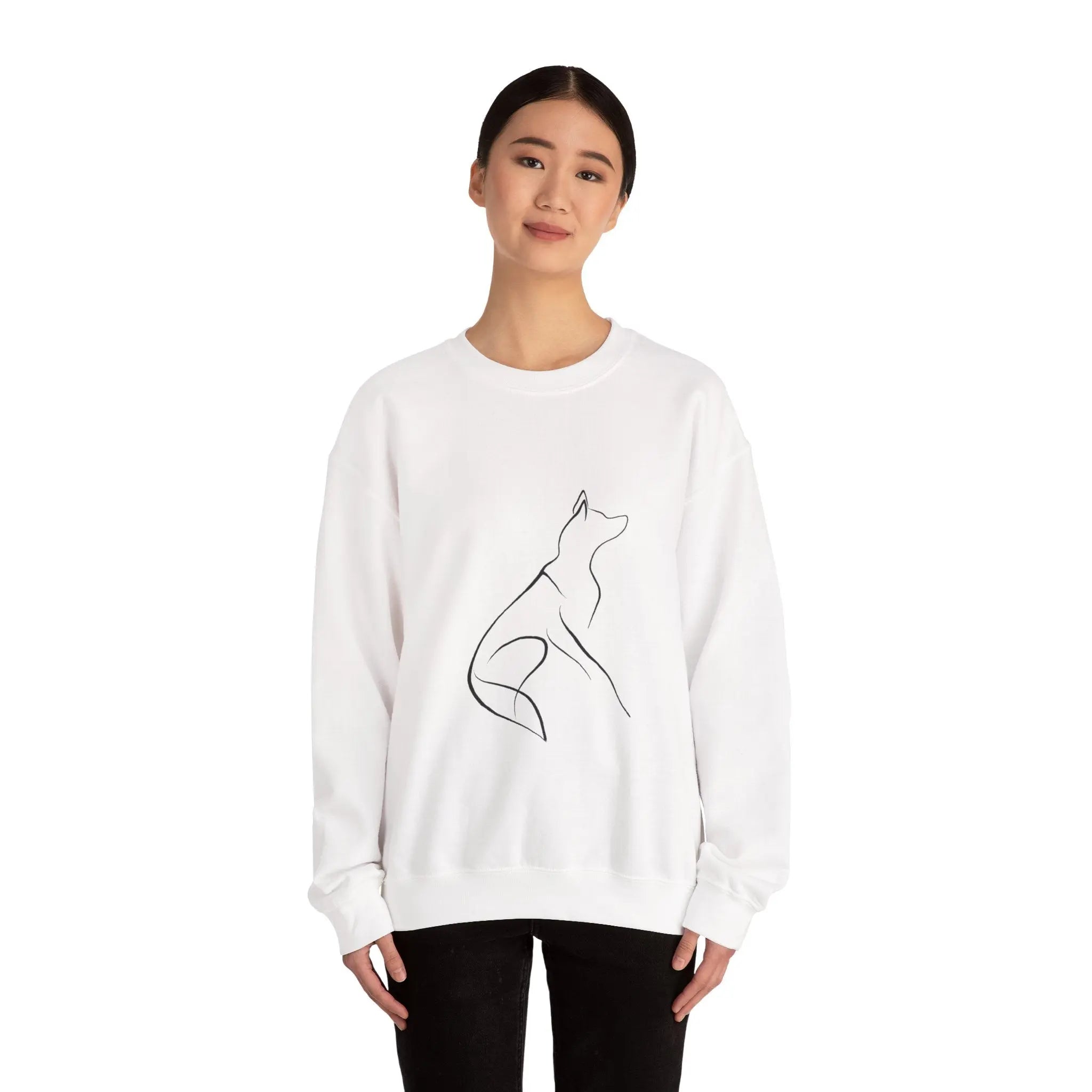 Minimal Howling Dog Line Art Crewneck Sweatshirt - Barking Trends