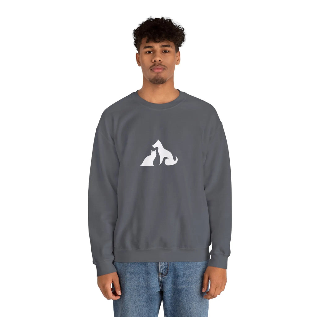 Cat and Dog Silhouette Crewneck Sweatshirt - Barking Trends