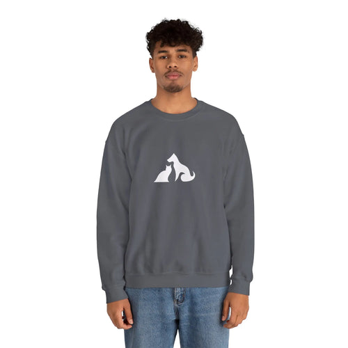 Cat and Dog Silhouette Crewneck Sweatshirt - Barking Trends