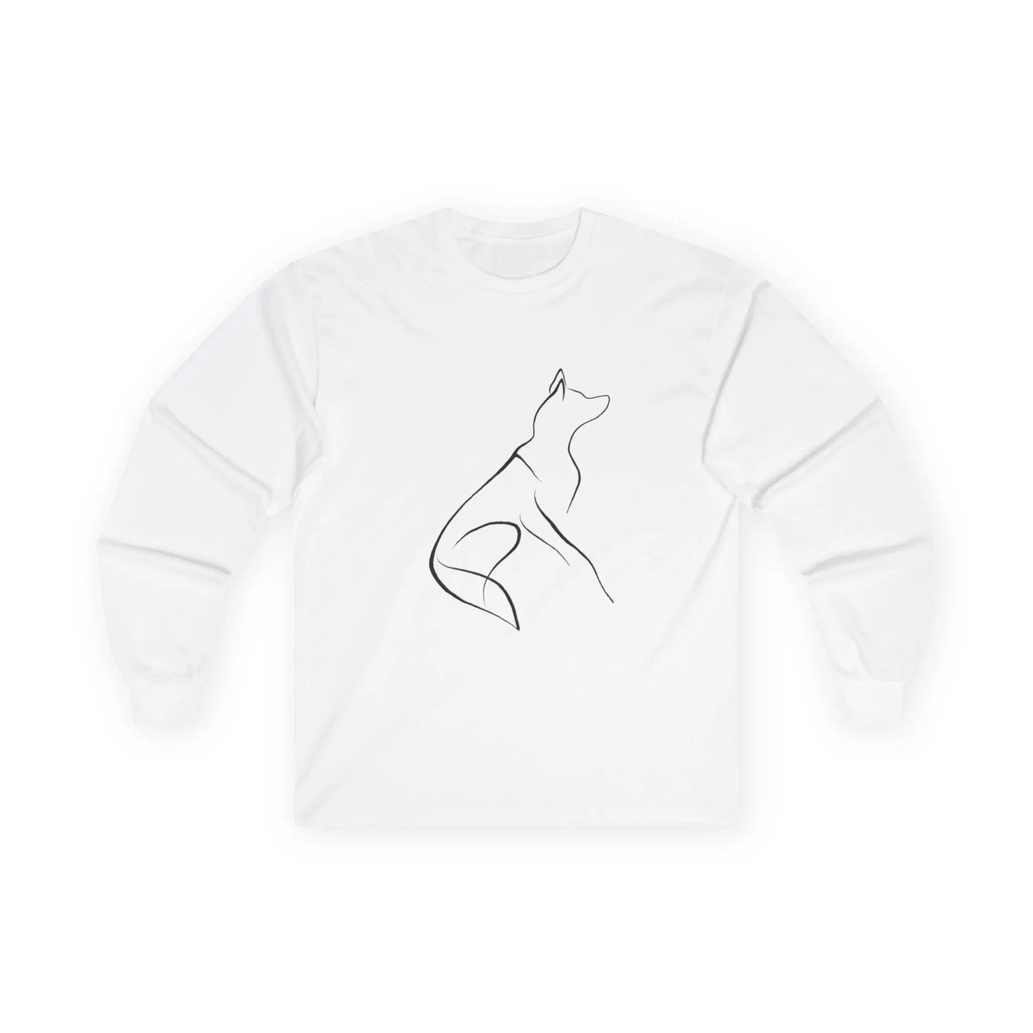 Minimal Howling Dog Line Art Long Sleeve Shirt - Barking Trends