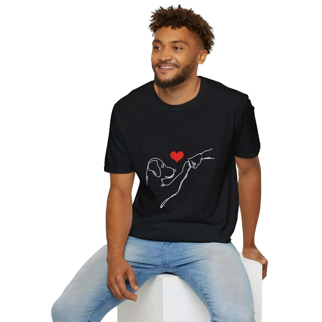 Dog and Hand Line Art Heart T Shirt - Barking Trends