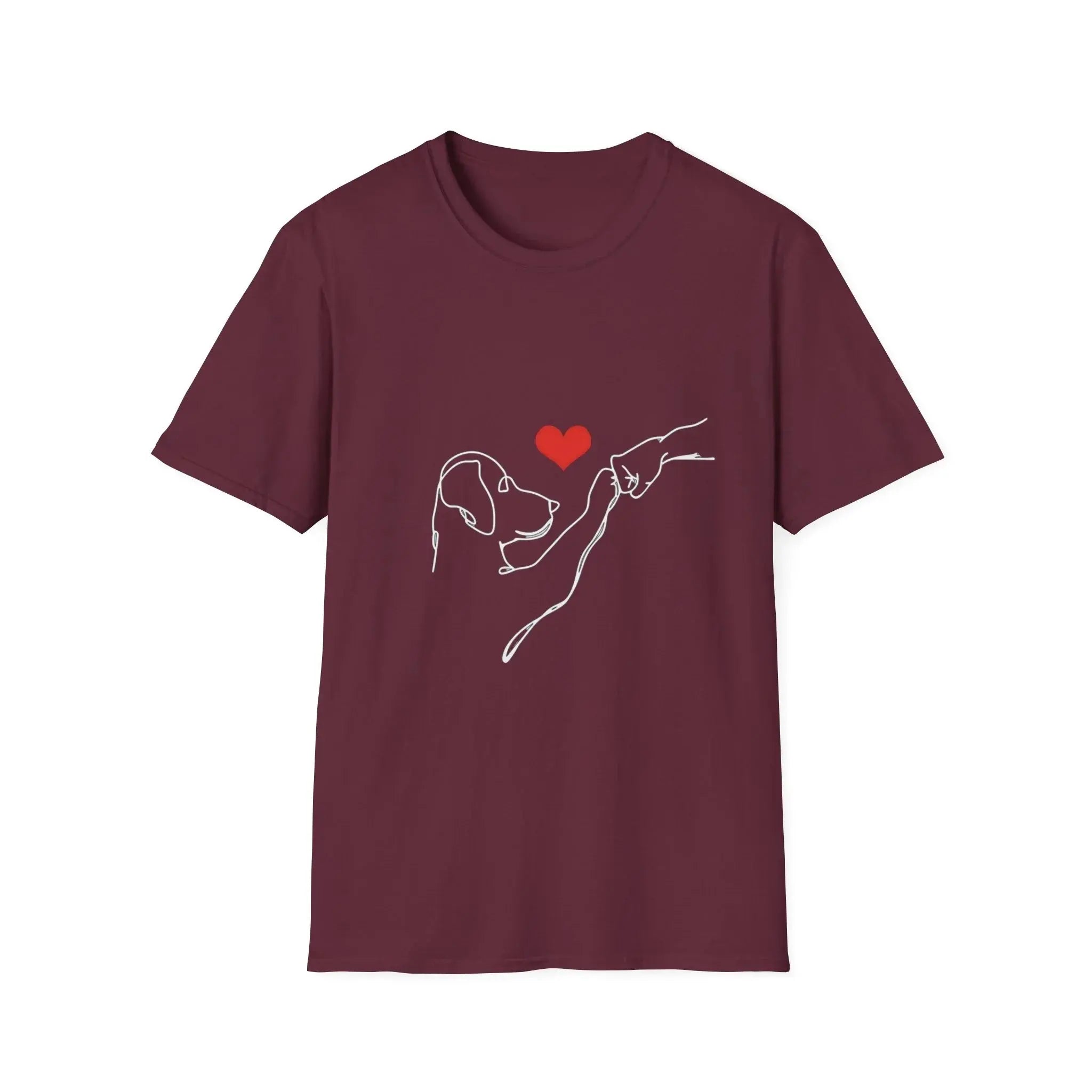Dog and Hand Line Art Heart T Shirt - Barking Trends