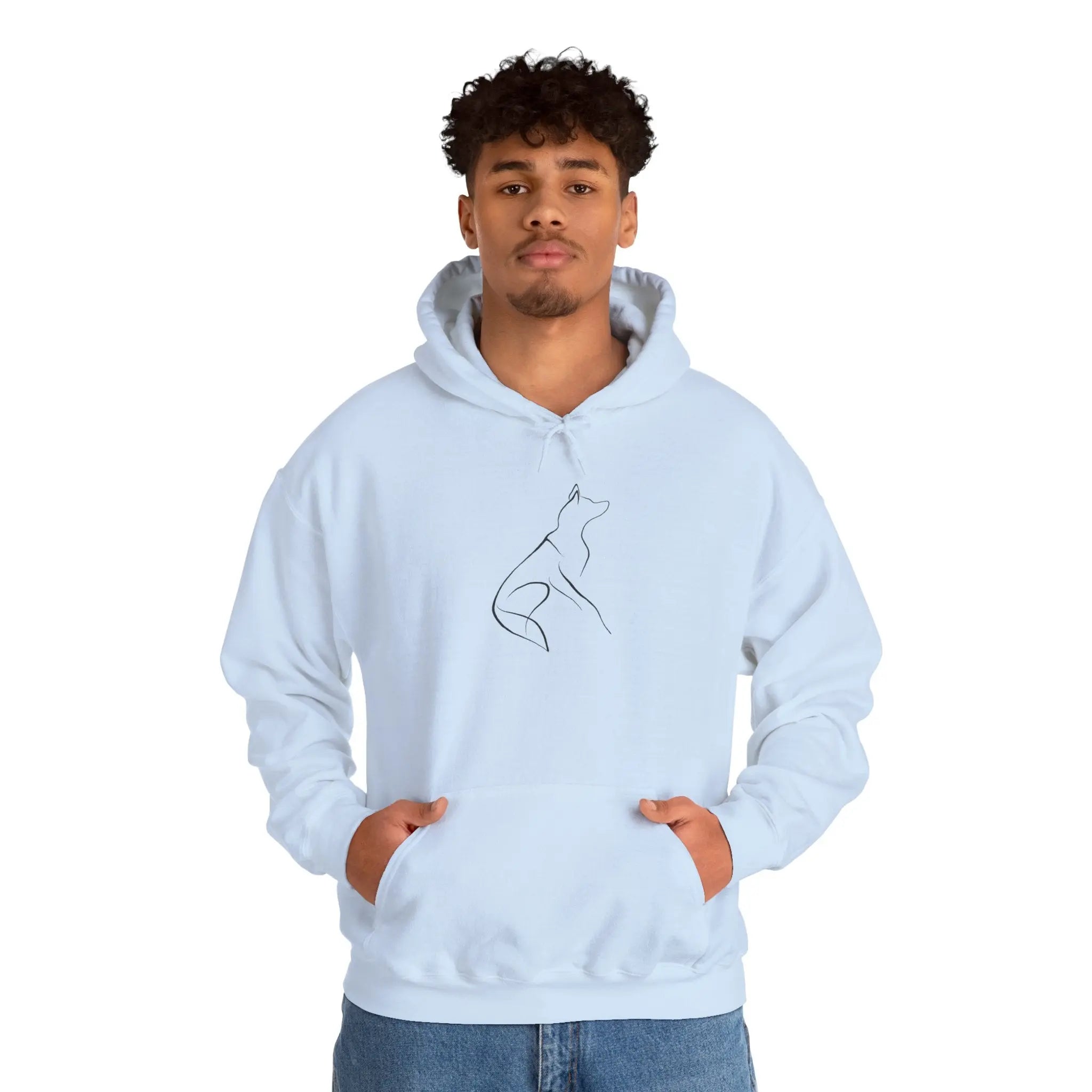 Minimal Howling Dog Line Art Hoodie - Barking Trends