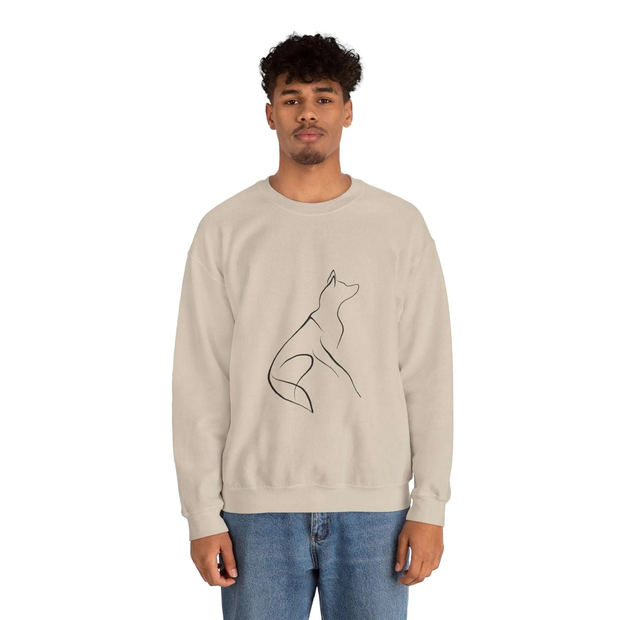 Minimal Howling Dog Line Art Crewneck Sweatshirt - Barking Trends