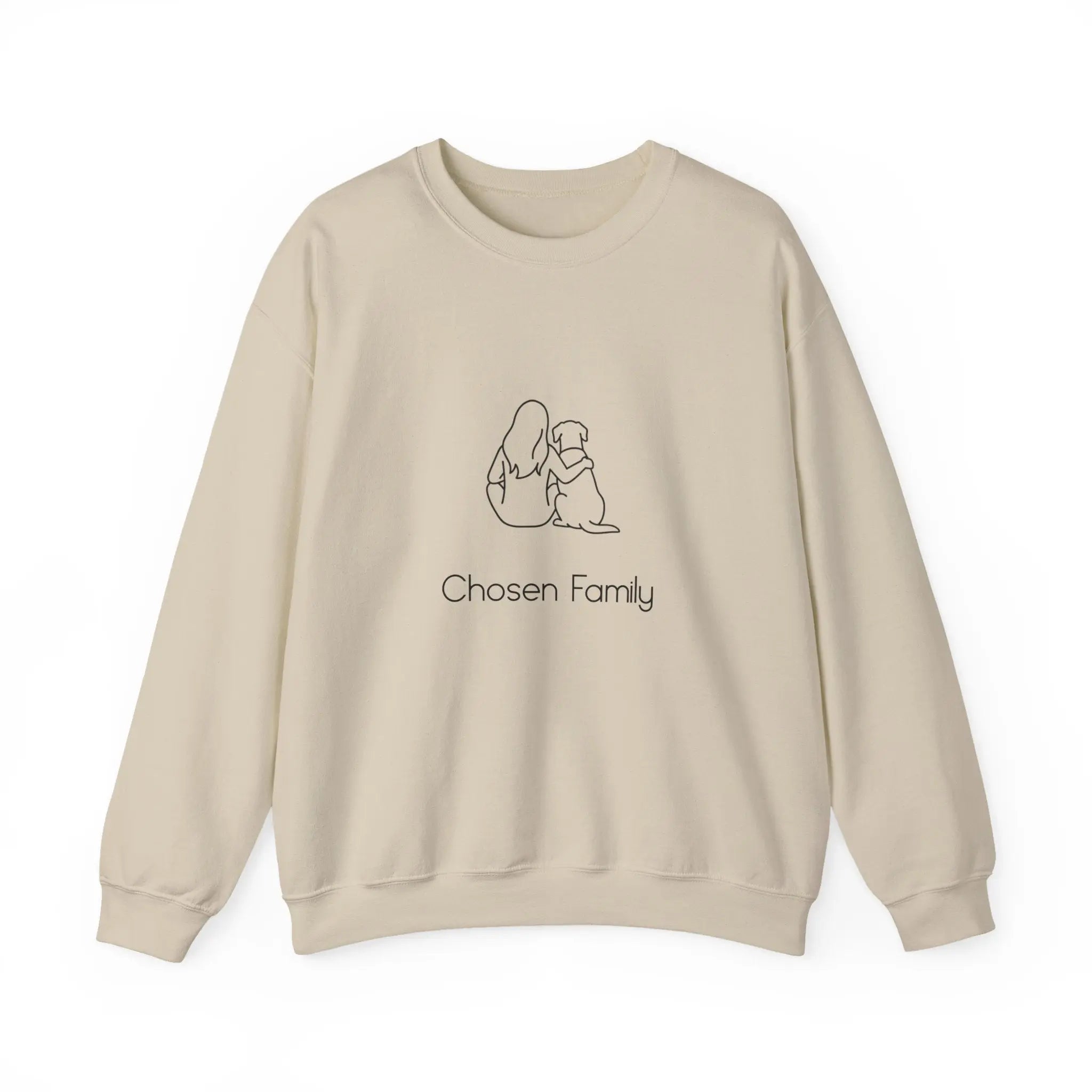 Minimal Woman Dog Bond Line Art Crewneck Sweatshirt - Barking Trends