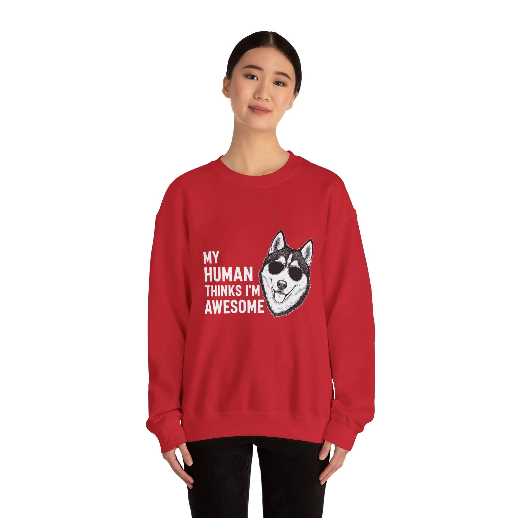 Cool Husky Sunglasses Quote Crewneck Sweatshirt - Barking Trends
