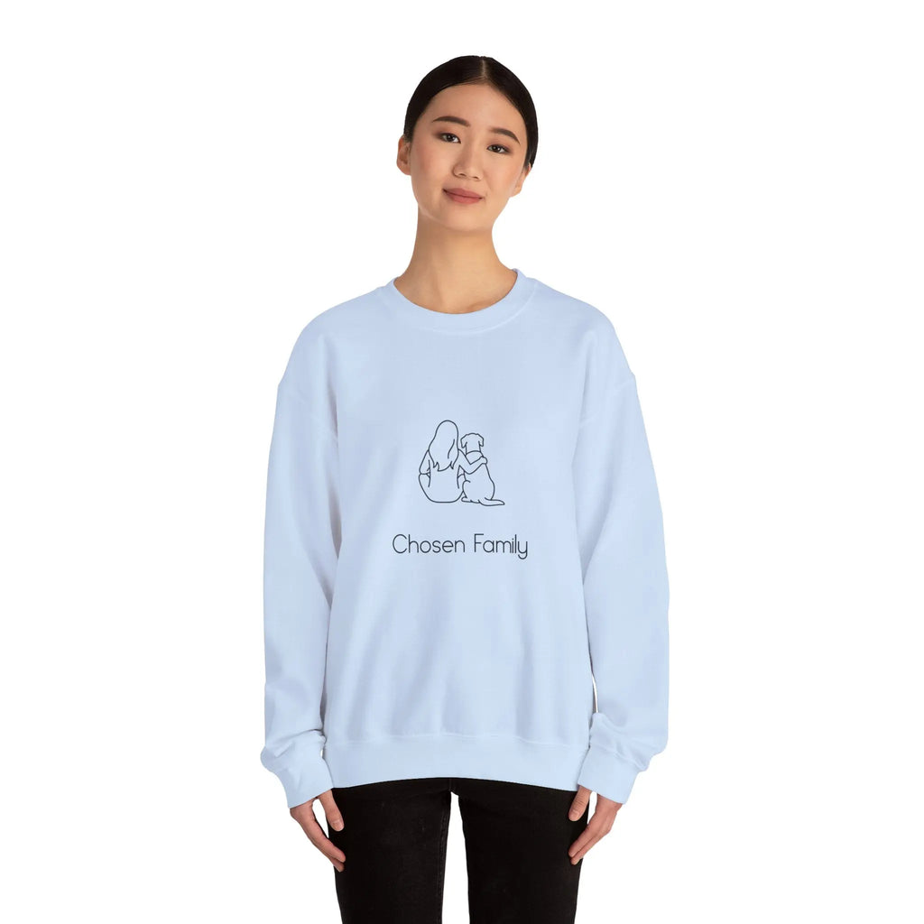 Minimal Woman Dog Bond Line Art Crewneck Sweatshirt - Barking Trends