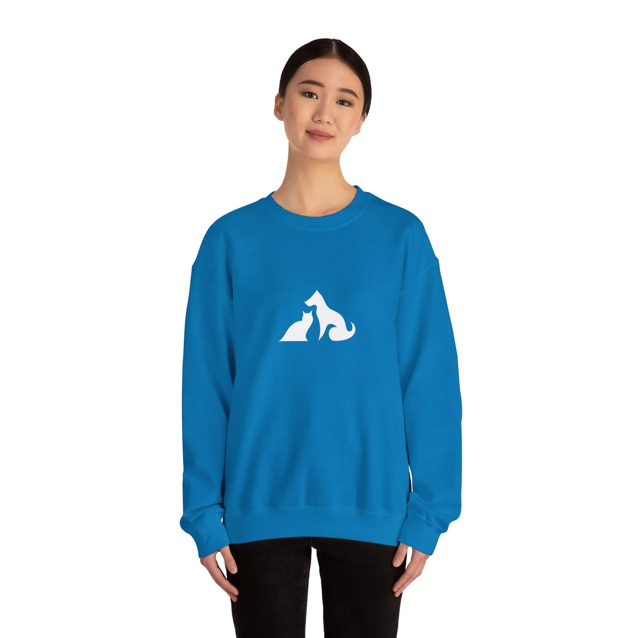 Cat and Dog Silhouette Crewneck Sweatshirt - Barking Trends