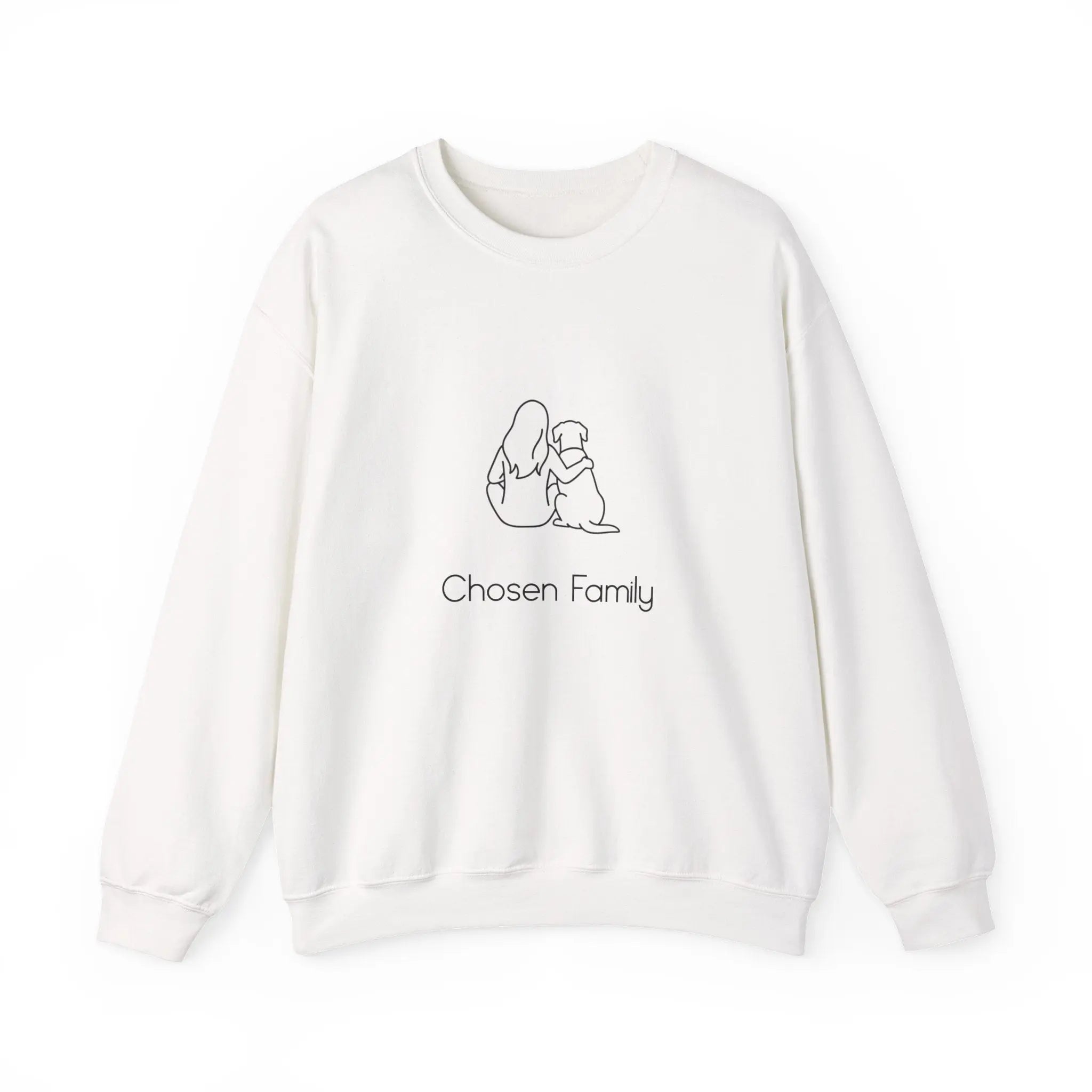 Minimal Woman Dog Bond Line Art Crewneck Sweatshirt - Barking Trends