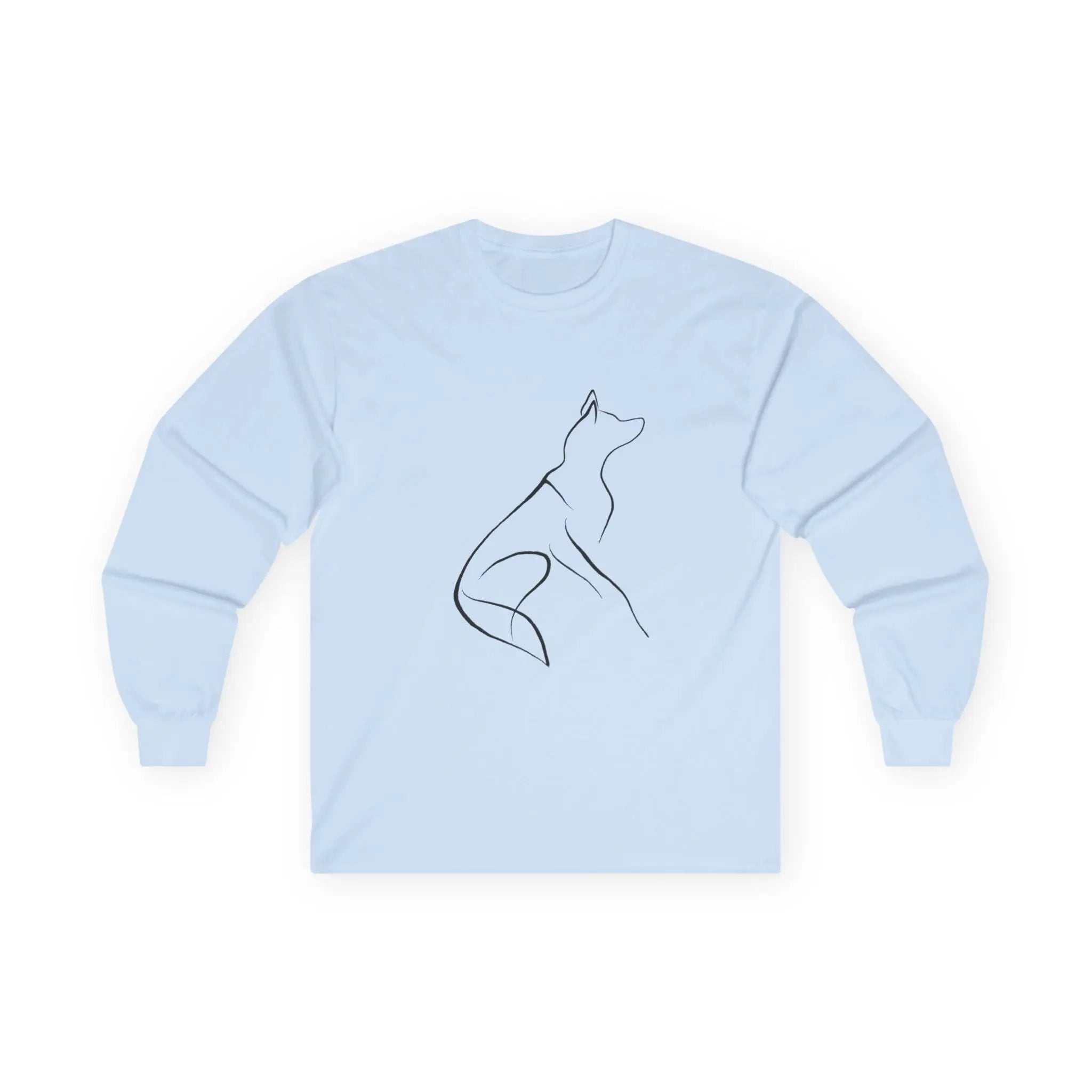 Minimal Howling Dog Line Art Long Sleeve Shirt - Barking Trends