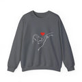 Dog and Hand Line Art Heart Crewneck Sweatshirt - Barking Trends